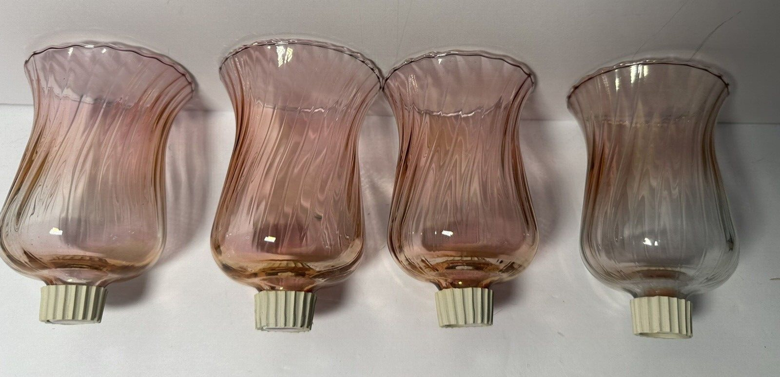 New PARTYLITE ROSE RIDGE  PEGLITE Glass Votive CANDLEHOLDER Cup PINK  Set of 4
