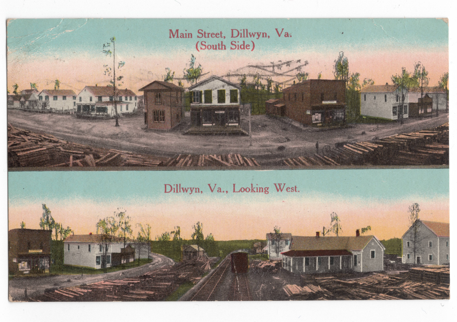 DILLWYN, VA MAIN STREET SOUTH AND WEST BUCKINGHAM COUNTY W.E. BURGESS POSTCARD DILLWYN, VA MAIN STREET SOUTH AND WEST BUCKINGHAM COUNTY W.E. BURGESS POSTCARD