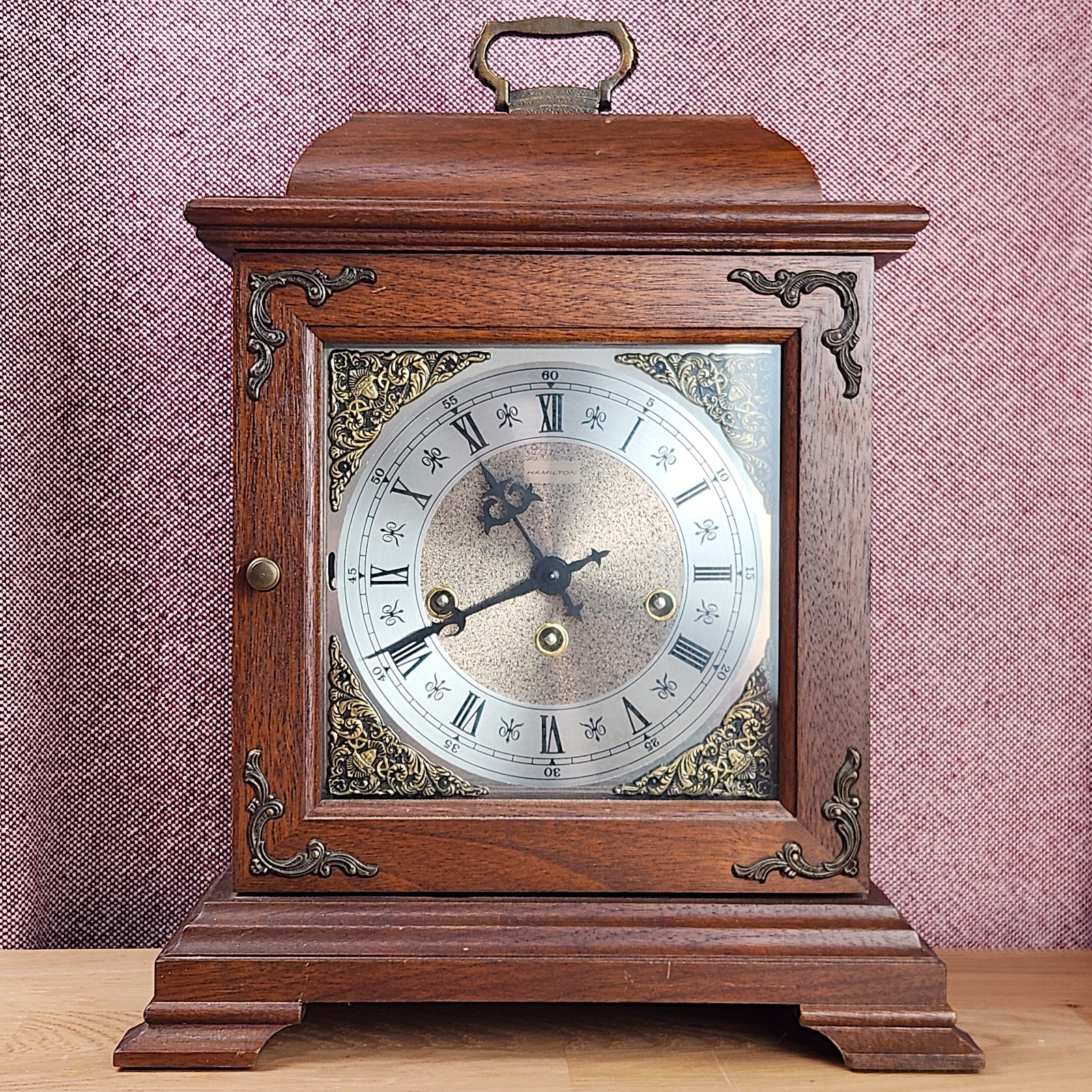 Vtg 1982 Hamilton Mantel Clock Westminster Chime 340-020 West German Movement Vtg 1982 Hamilton Mantel Clock Westminster Chime 340-020 West German Movement