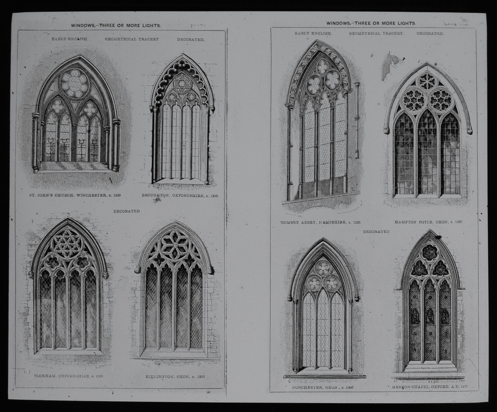 CHURCH WINDOWS - EARLY ENGLISH C1910 ANTIQUE Magic Lantern Slide MEDIEVAL