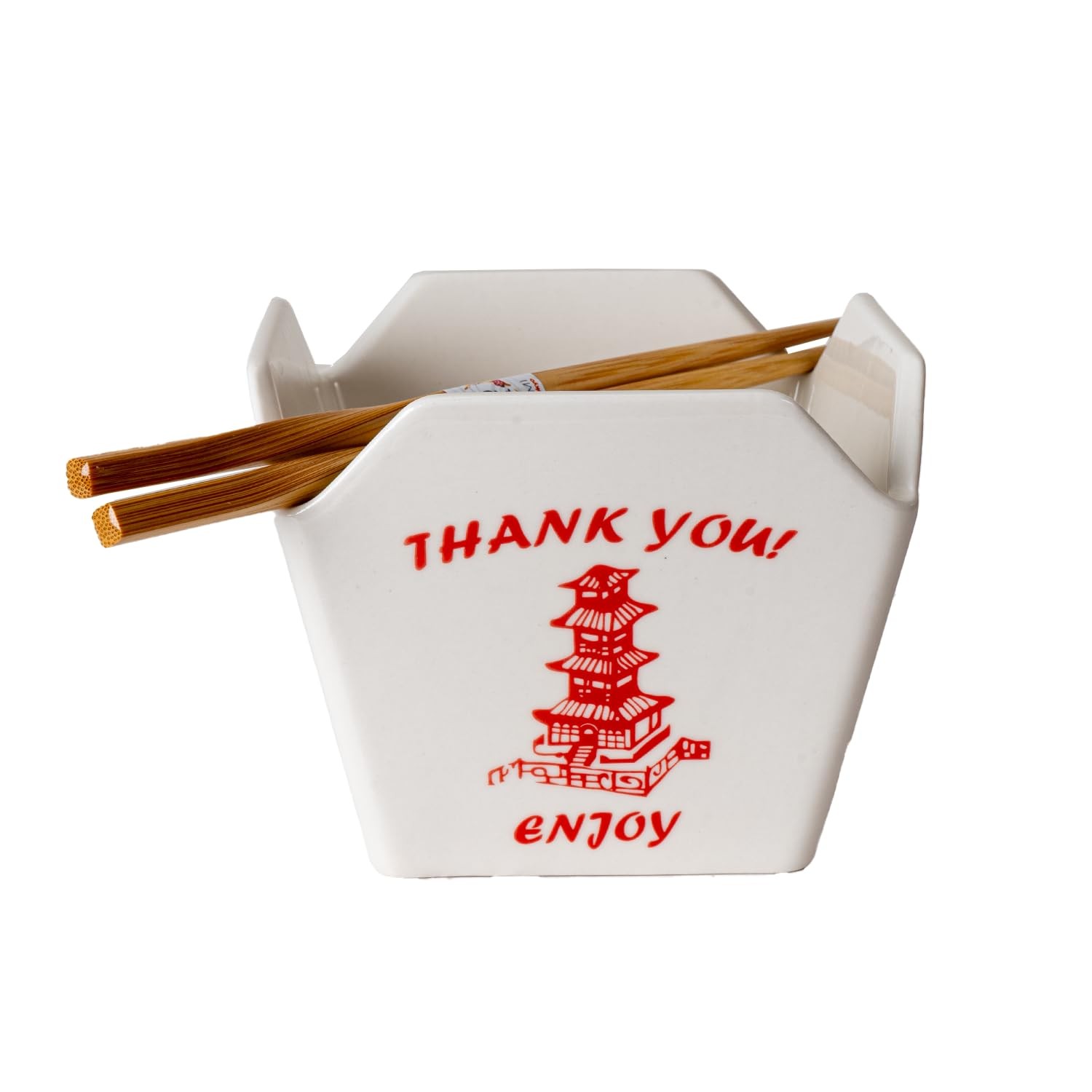 Urban Tokyo Chinese Takeout Porcelain Bowl with Chopsticks, 18 fl oz, Pagoda Urban Tokyo Chinese Takeout Porcelain Bowl with Chopsticks, 18 fl oz, Pagoda
