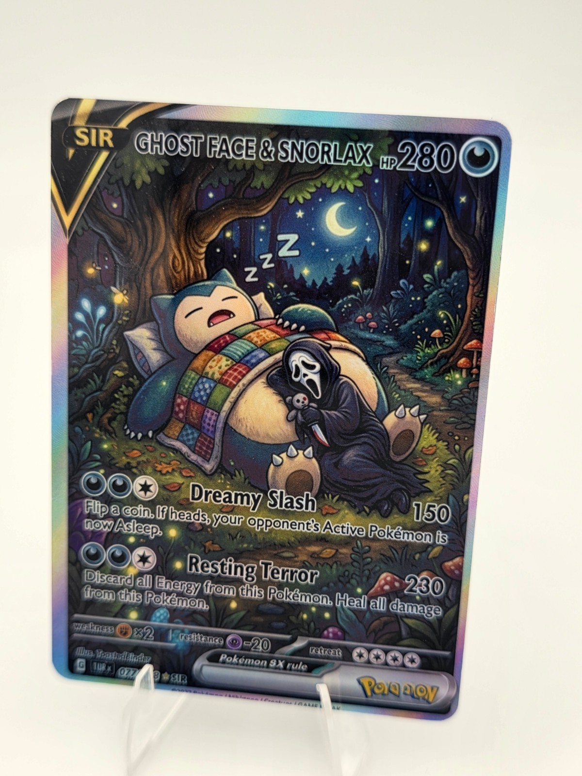 CUSTOM FAN ART Snorlax Black Sleeping Holo Card