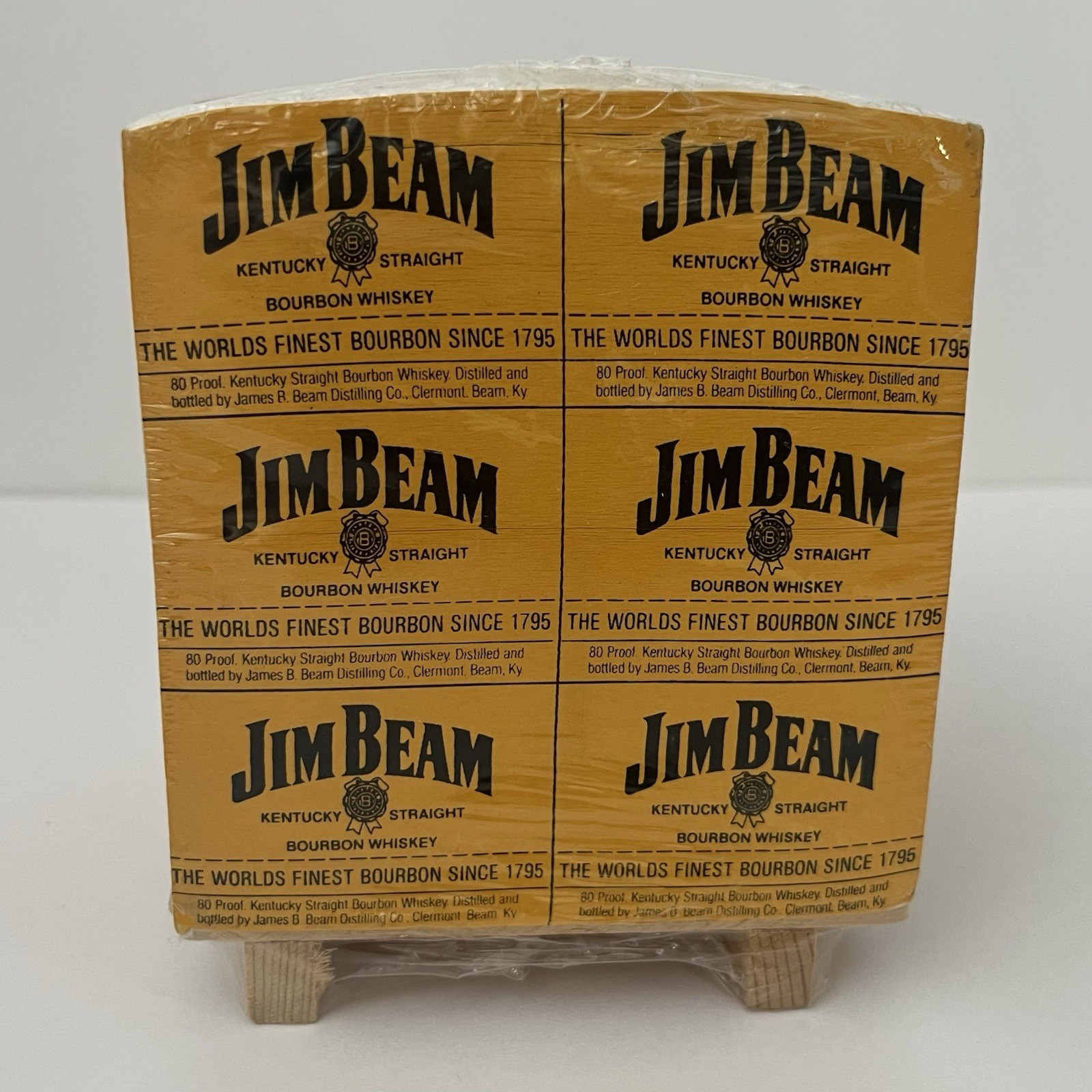 Vtg Jim Beam Kentucky Straight Bourbon Whiskey Note Pad Cube Pallet Shaped Base