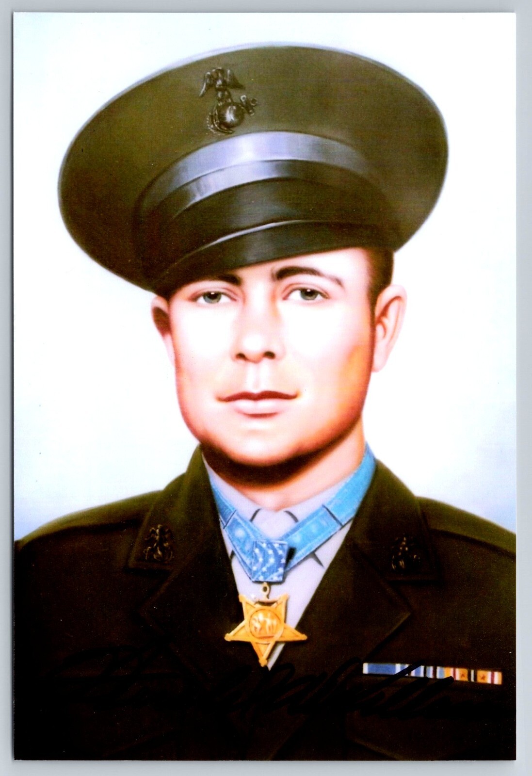 Hershel Williams Hand Signed 4 x 6 Photo - WWII US Army - Congres Medal of Honor