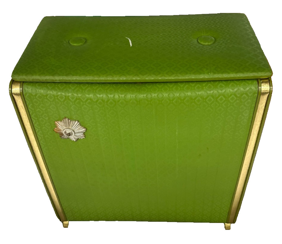 VINTAGE Laundry Hamper Pearl Wick - MCM - 1950s GREEN-PREOWNED (READ DESCRIPTION