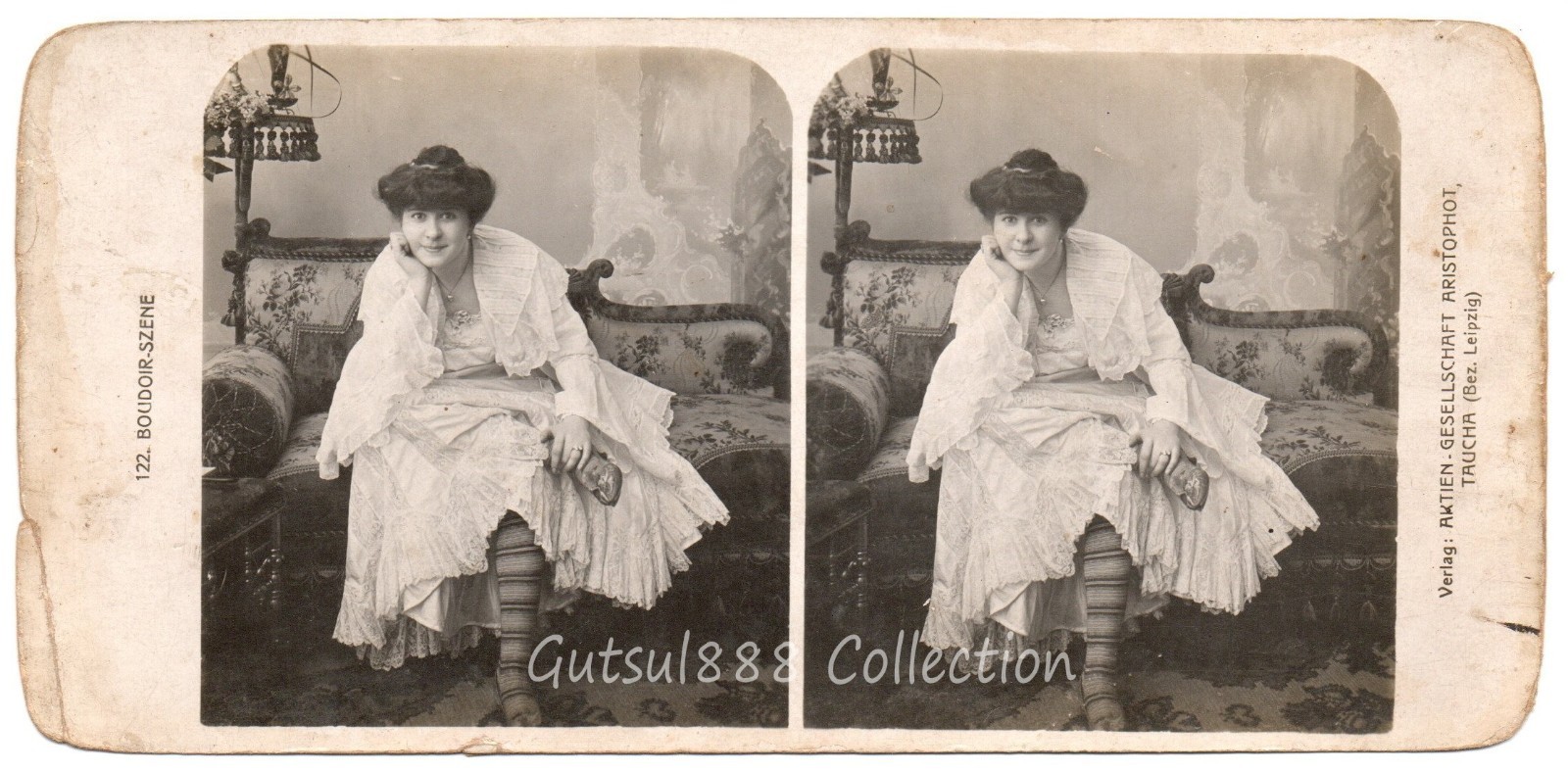 Rare Antique Stereoview German Boudoir Szene Woman Lingerie Aristophot Photo