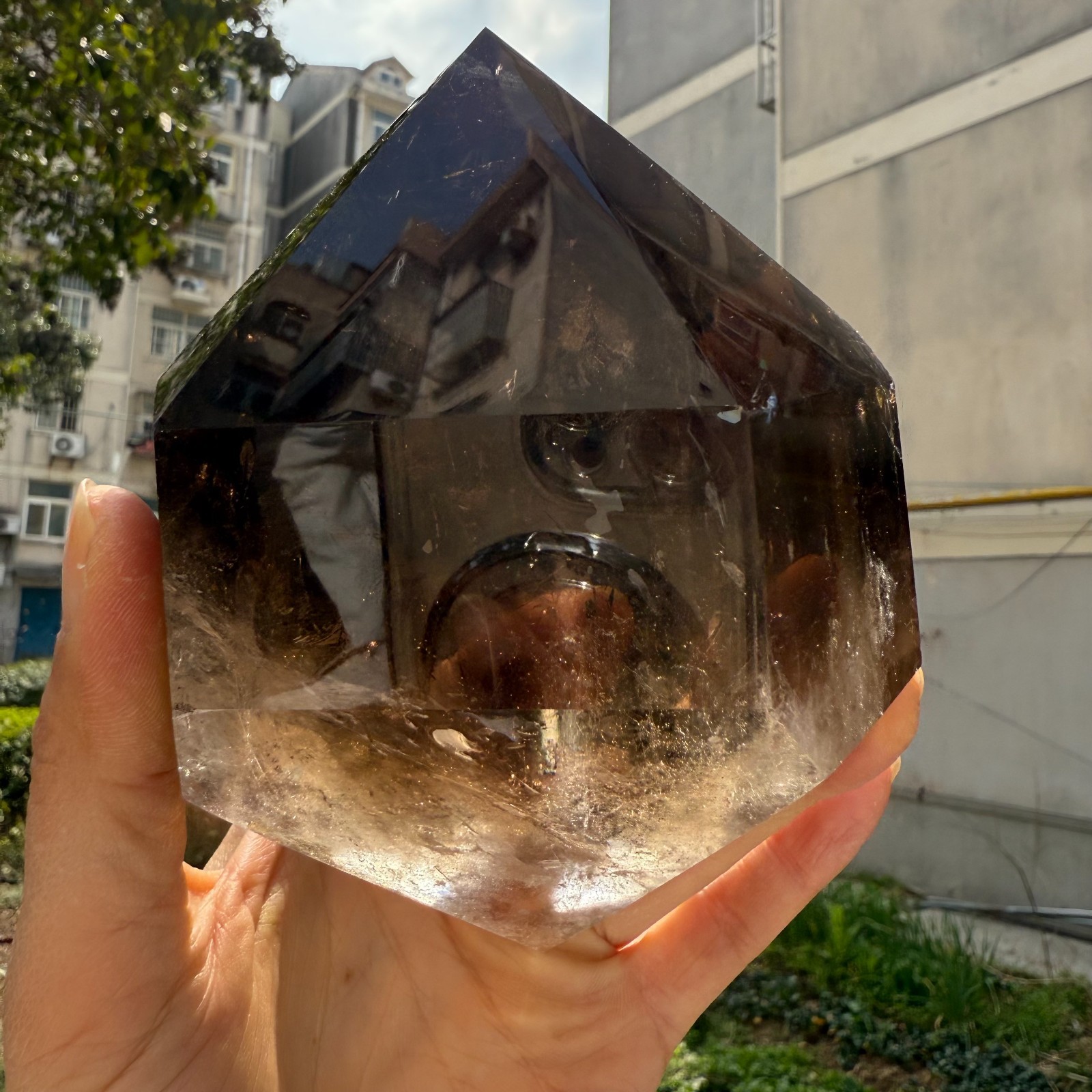 850.8g Natural Gorgeous Smoky Double Points Crystal Mineral Healing