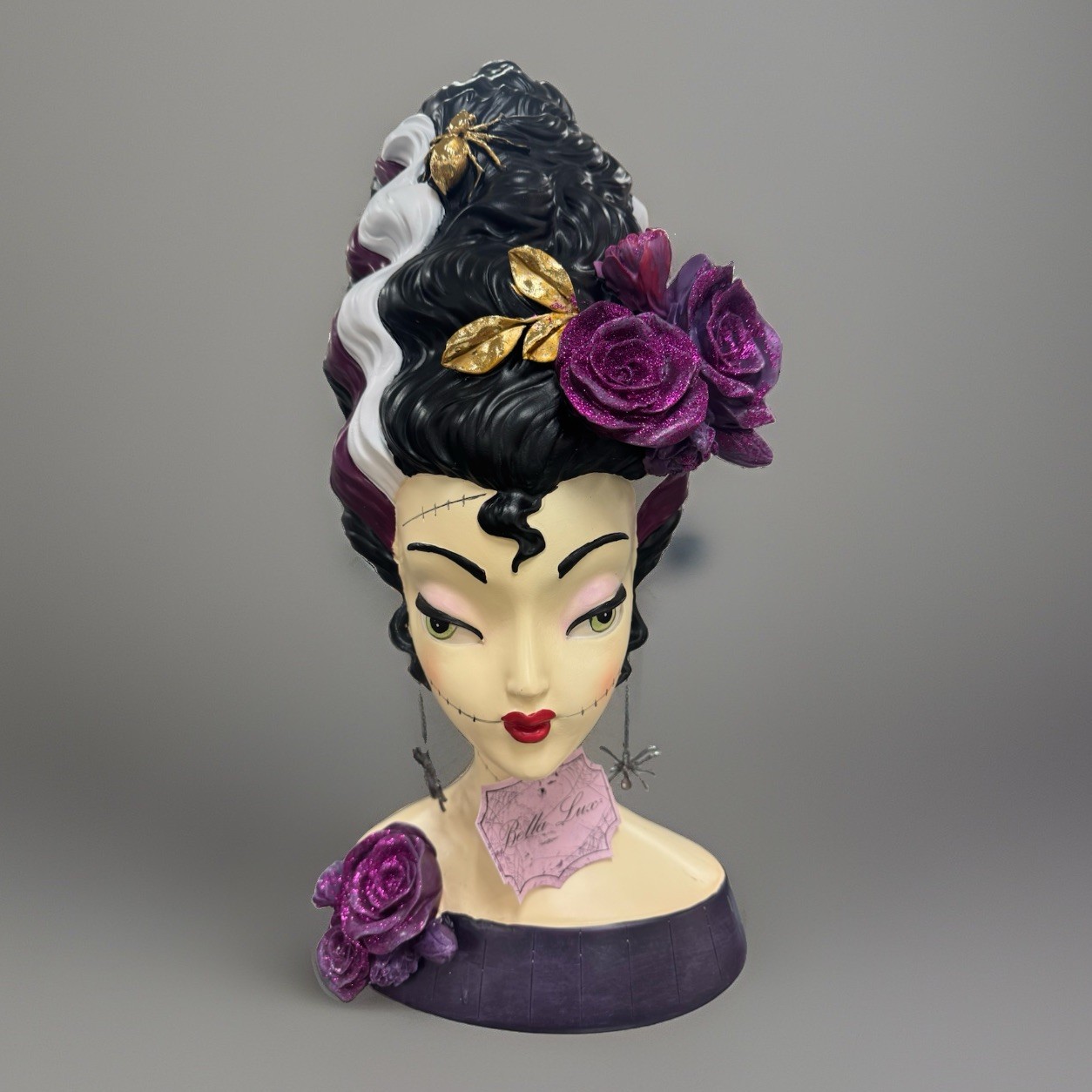 NWT Viral Halloween Bella Luxx Halloween Frankenstein Bride bust Glitter Spider