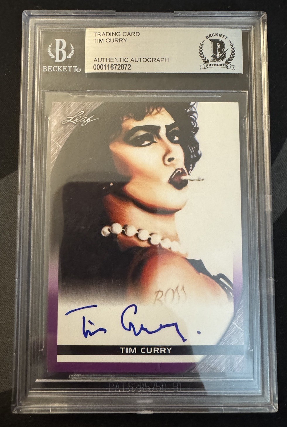 Tim Curry Signed Leaf Trading Card BAS Slabbed Dr Frank-N-Furter Auto