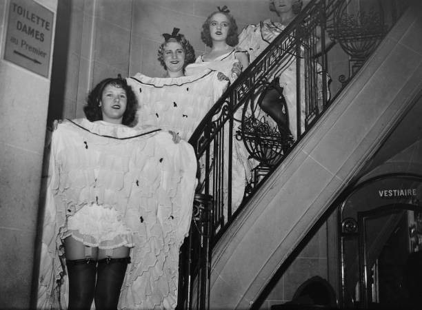 French cancan dancers Henrys restaurant Paris France February 1935 Old Photo