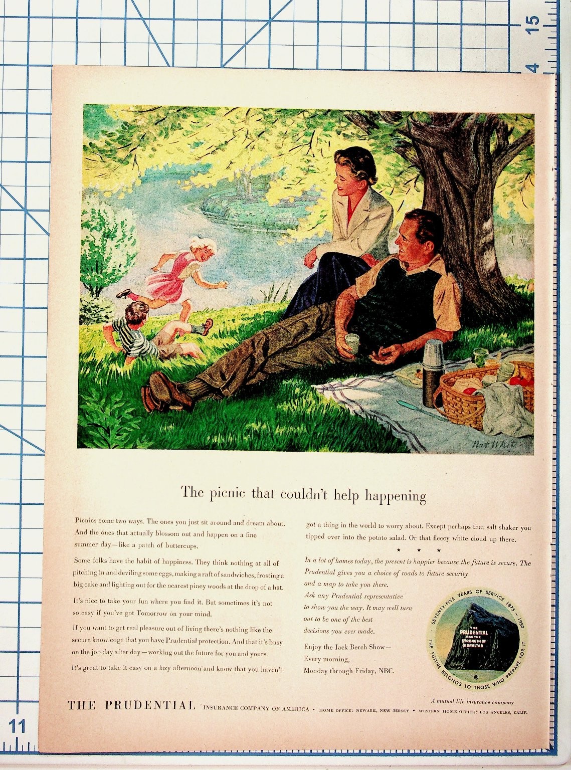 1950 Prudential Insurance Vintage Ad Nat White Family Picnic Art Ephemera 1950 Prudential Insurance Vintage Ad Nat White Family Picnic Art Ephemera