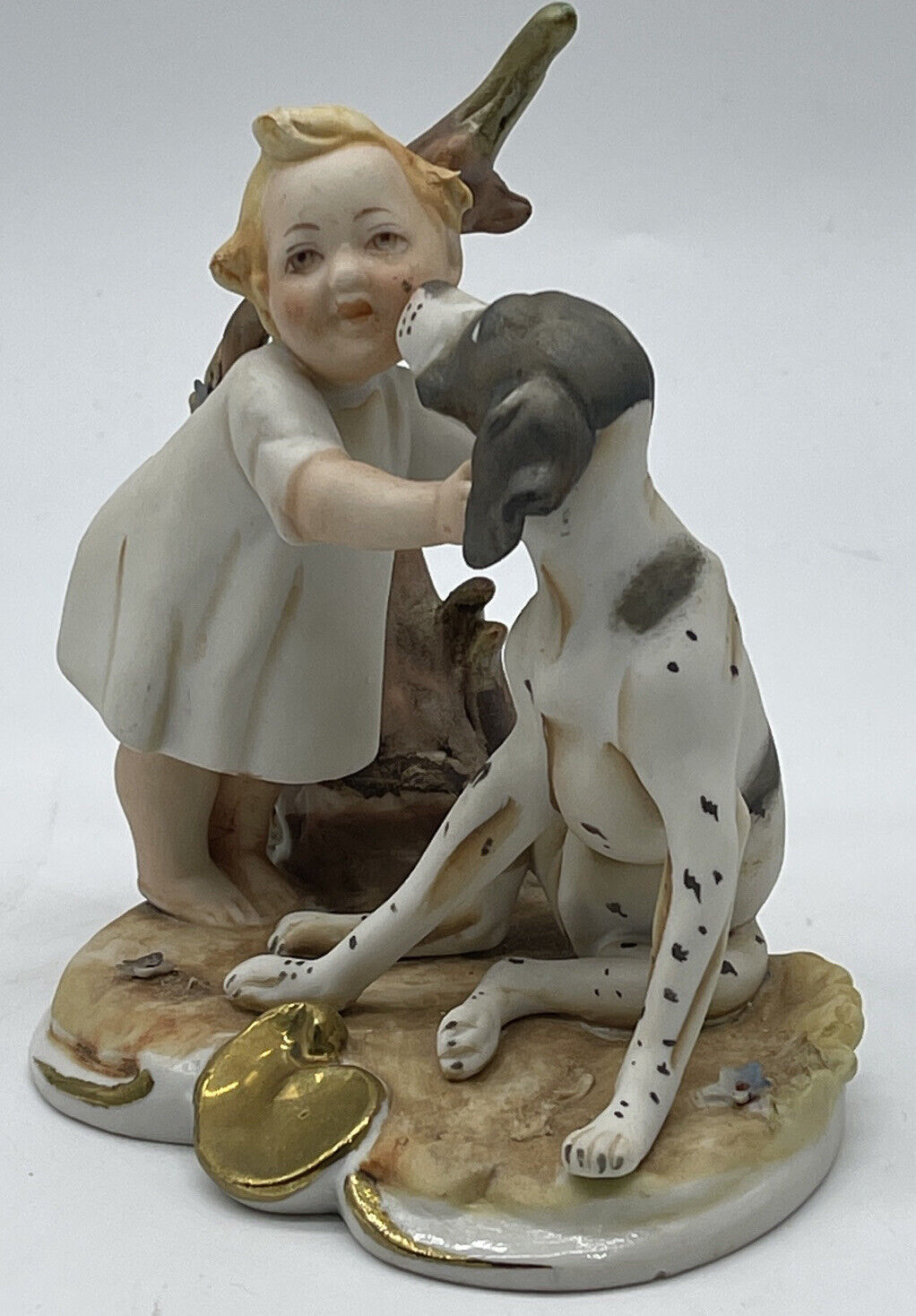 Vintage Japan Girl And Setter Dog Figurine Andrea By Sadek