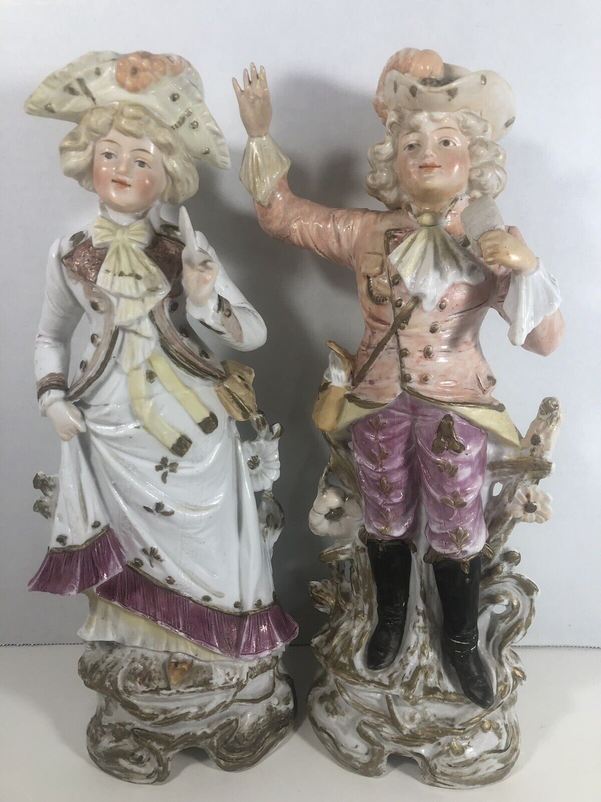 Antique Gebruder Heubach Ceramic Figurine Circa 1850 Man & Woman
