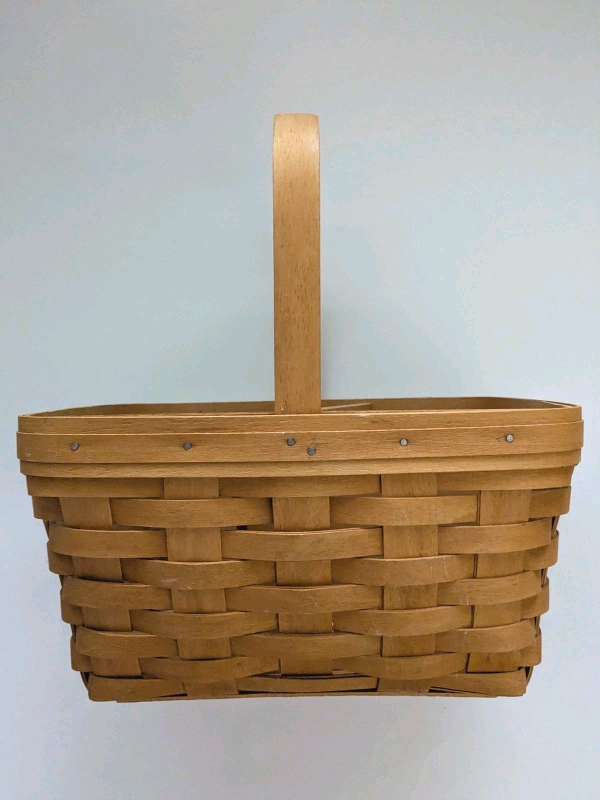 Vtg Longaberger Woven 1999 Basket W/Plastic Protector & Wooden Divider 10x6x4\