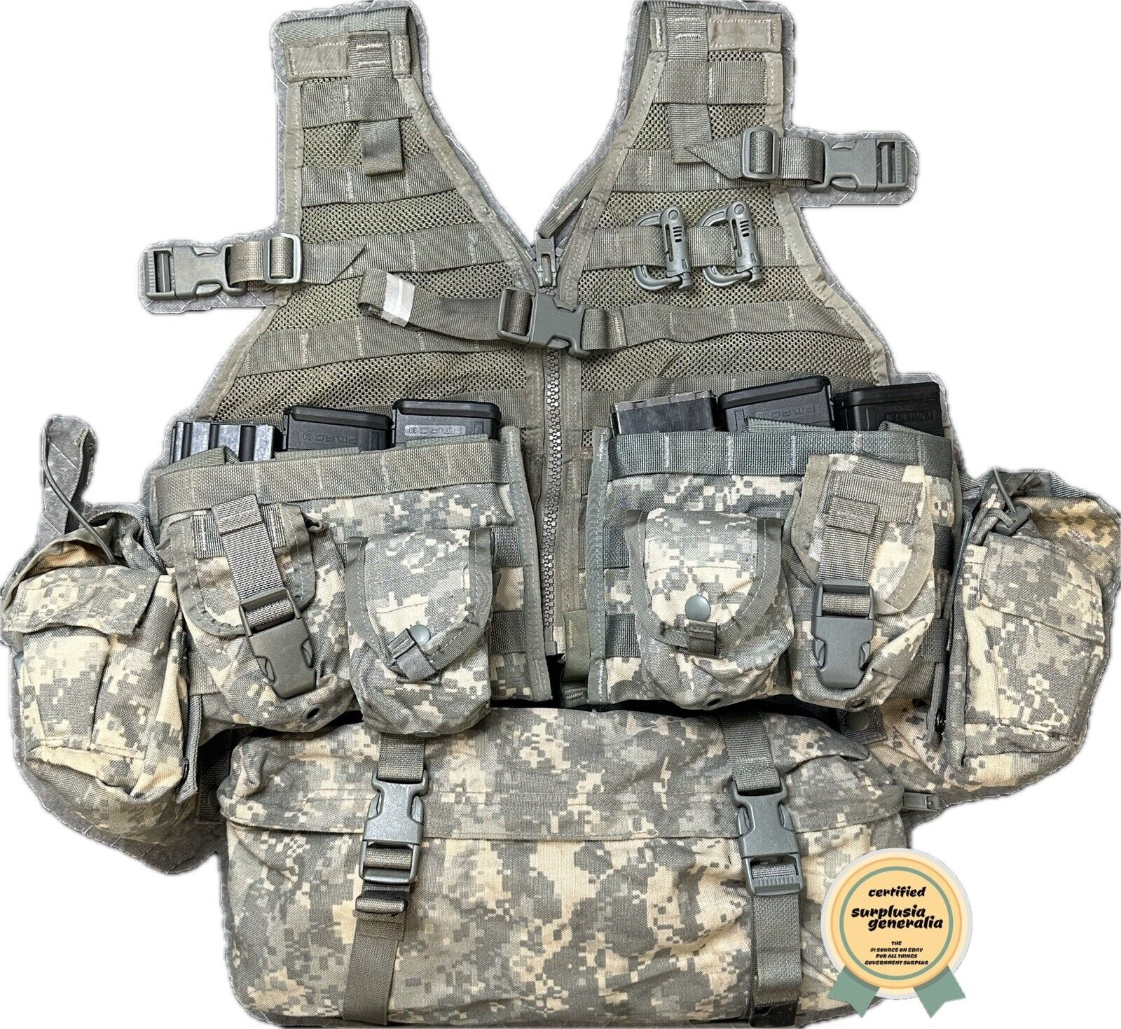 MOLLE II Tactical Load Carrying Vest/Chest Rig Bundle 18 Total Pieces ACU