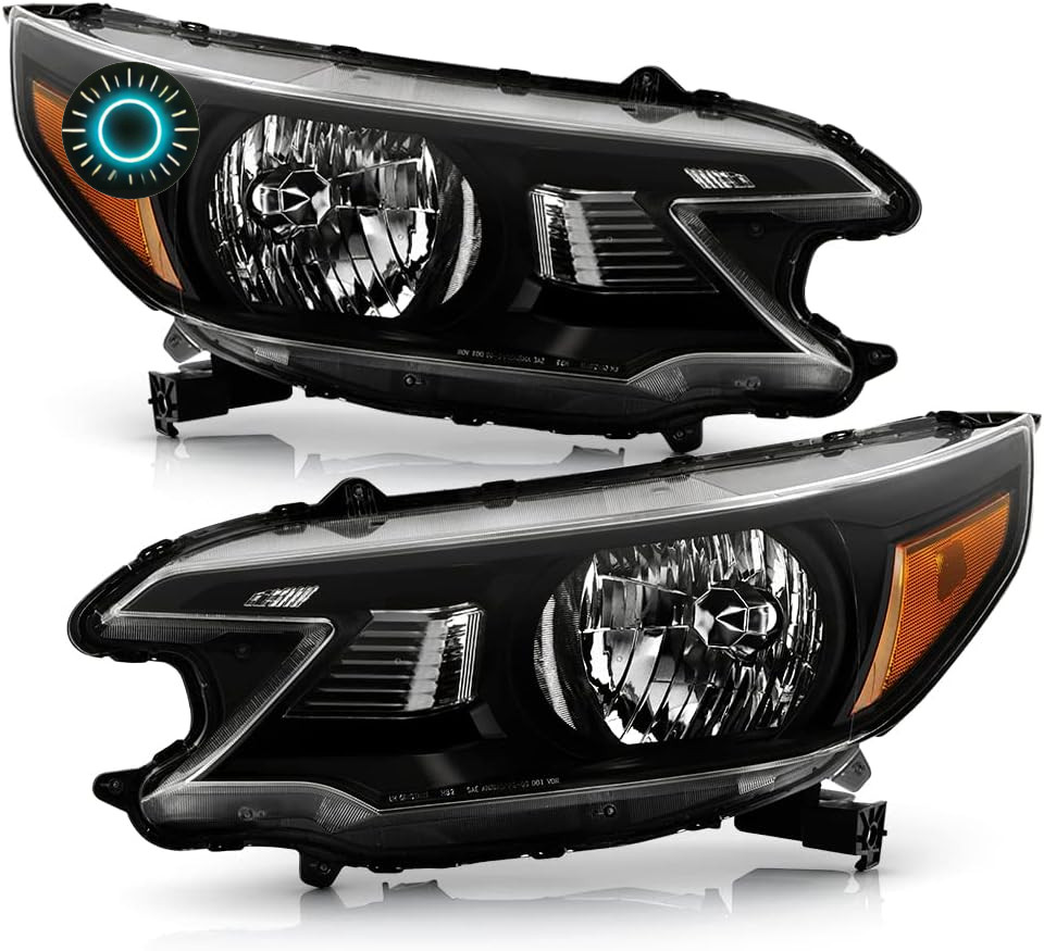 - for 2012-2014 Honda CR-V CRV Black Headlights Headlamps Assembly Pair Set Repl
