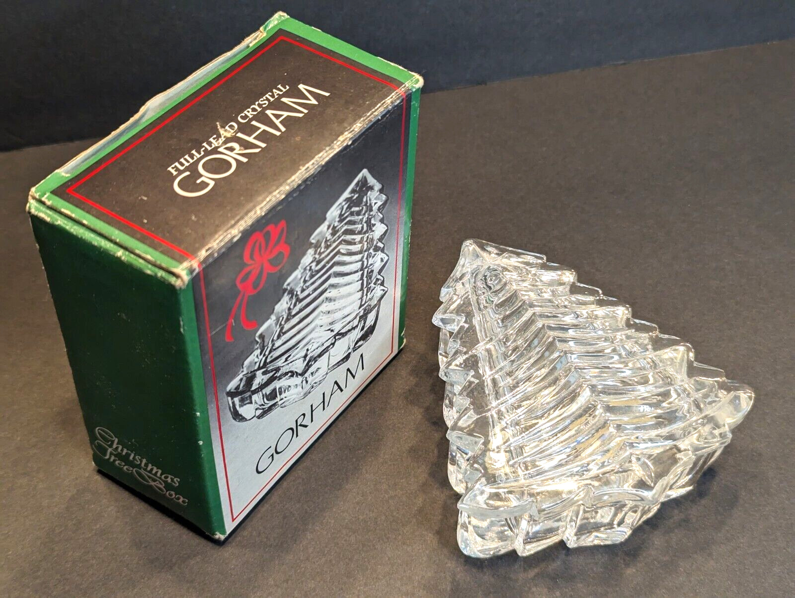 Vtg Gorham Crystal Christmas Tree Box Full Lead C540 Germany w/Original Box