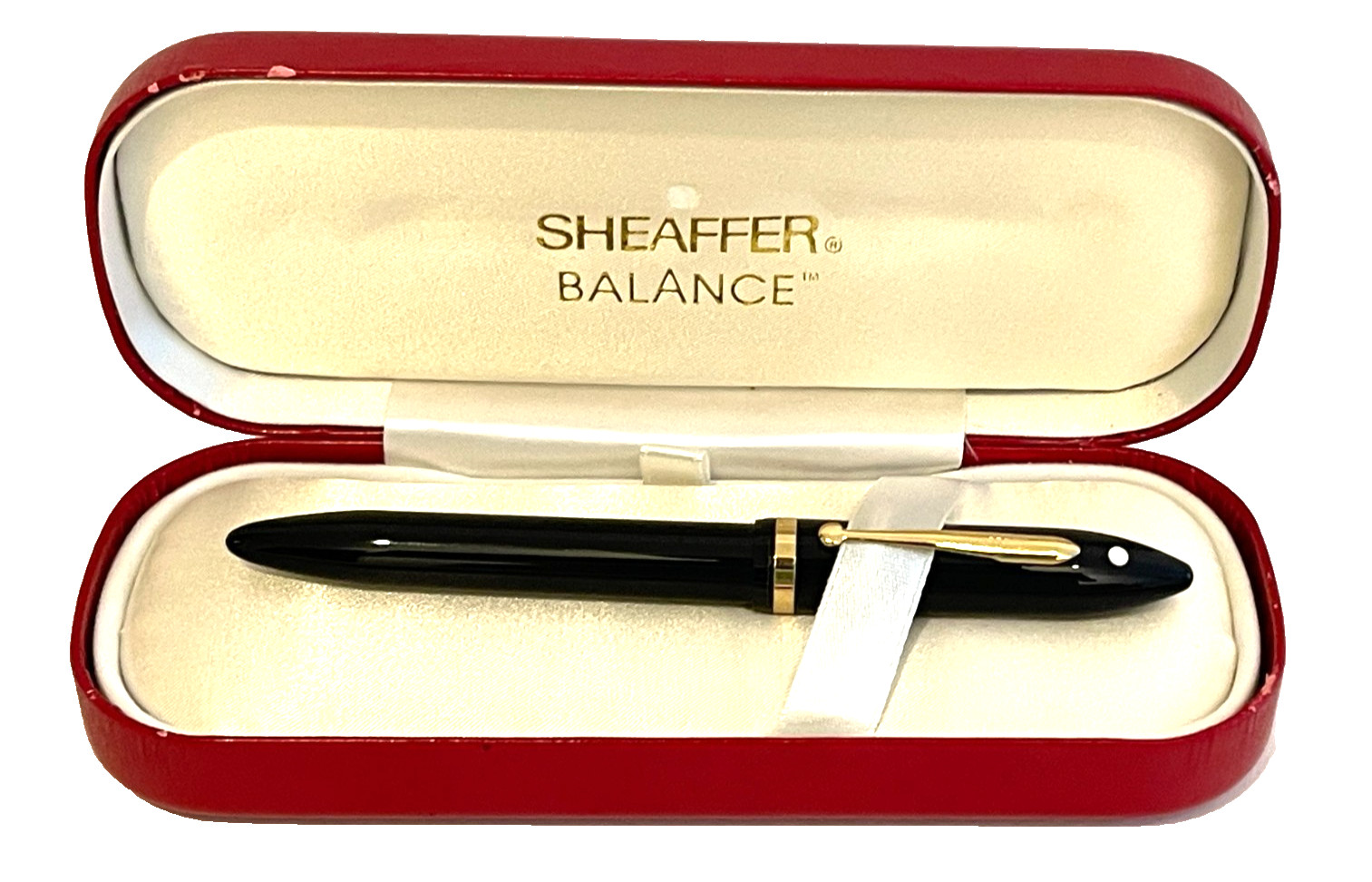 Sheaffer Balance Ballpoint Pen Black Gold Trim w/ Box & Care Guide