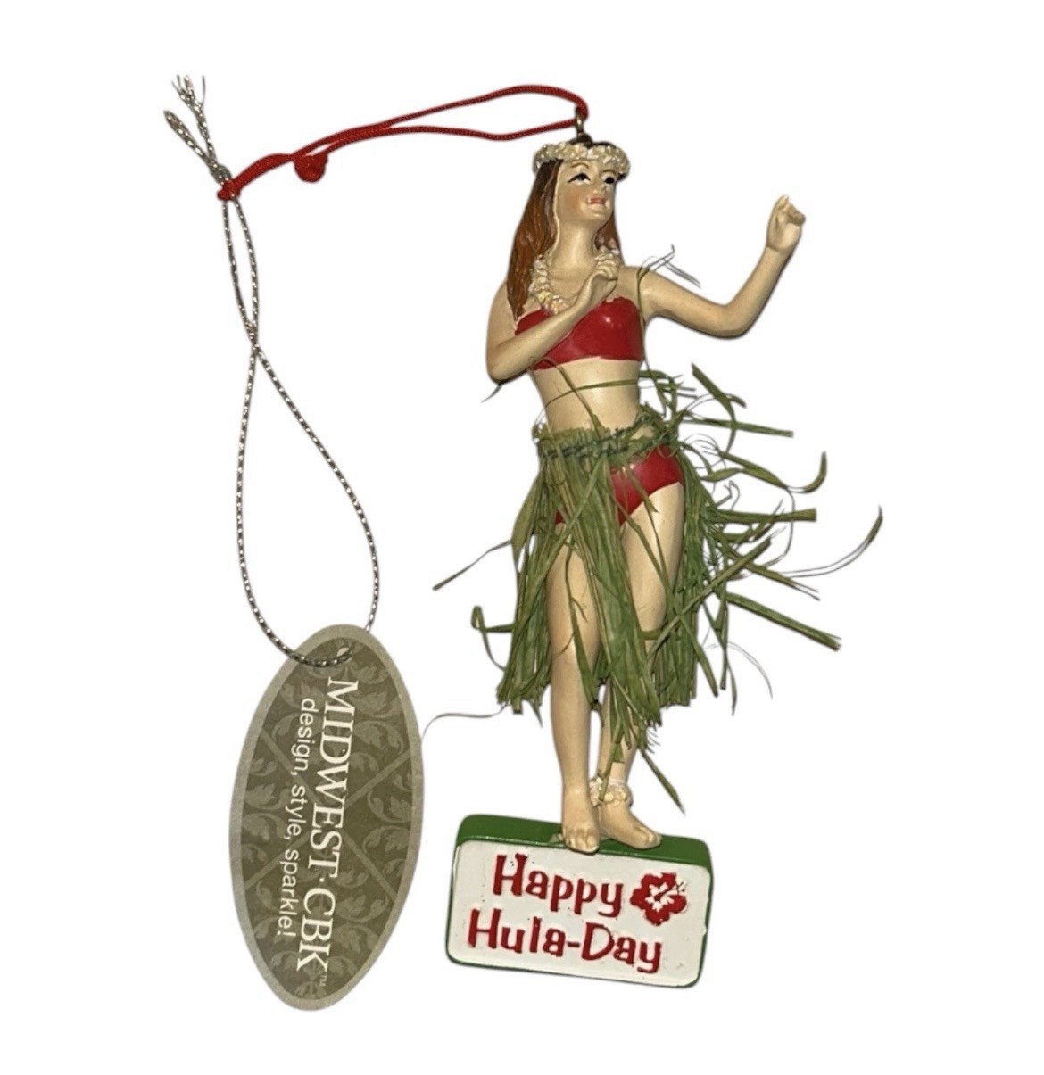 NWT Hawaiian Christmas Tree Ornament Happy Hula Day Woman Resin Hawaii Aloha