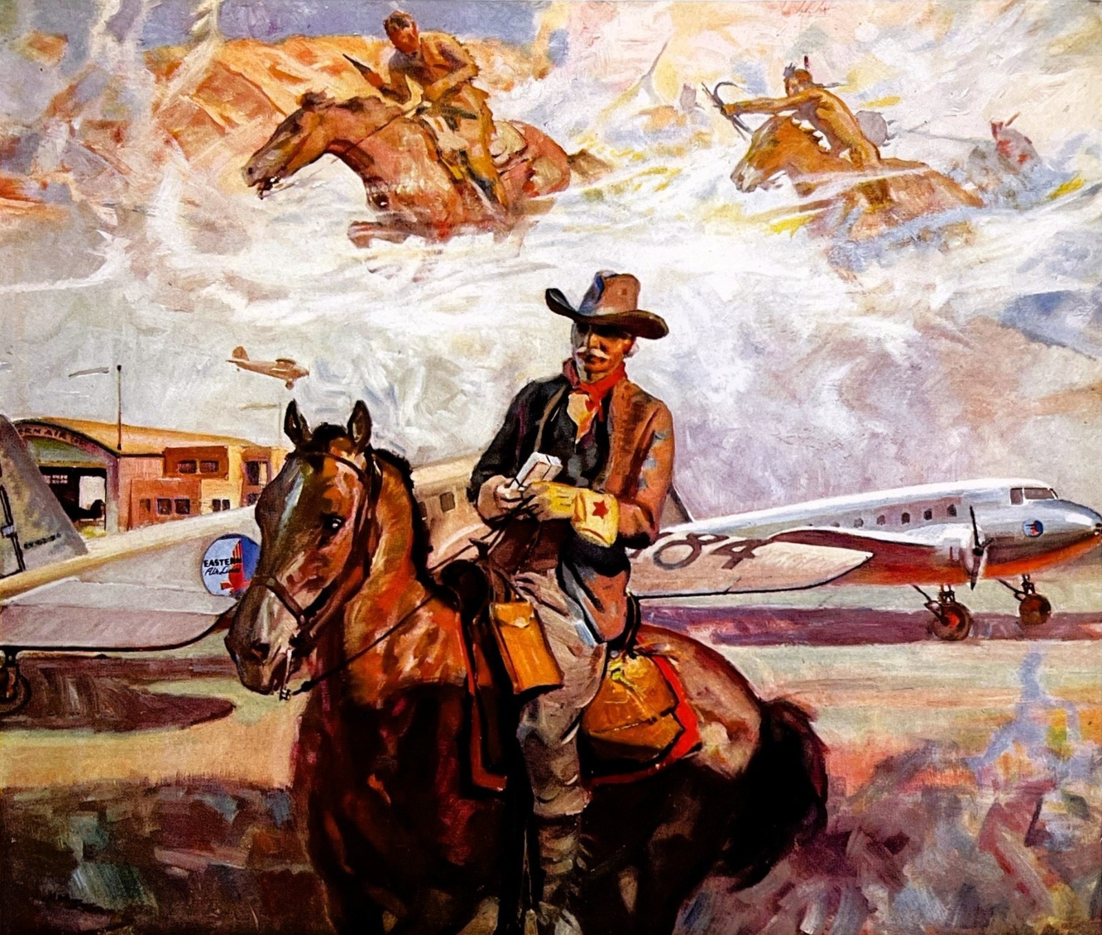 Artist John Philip Falter Gulf Refining Pony Express Airliner 1935 Mag Print Ad