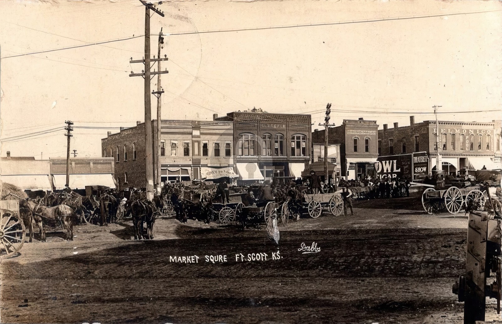 Jewell KS Kansas Market Square Ft Scott Dabbs RPPC Photo Postcard COPY