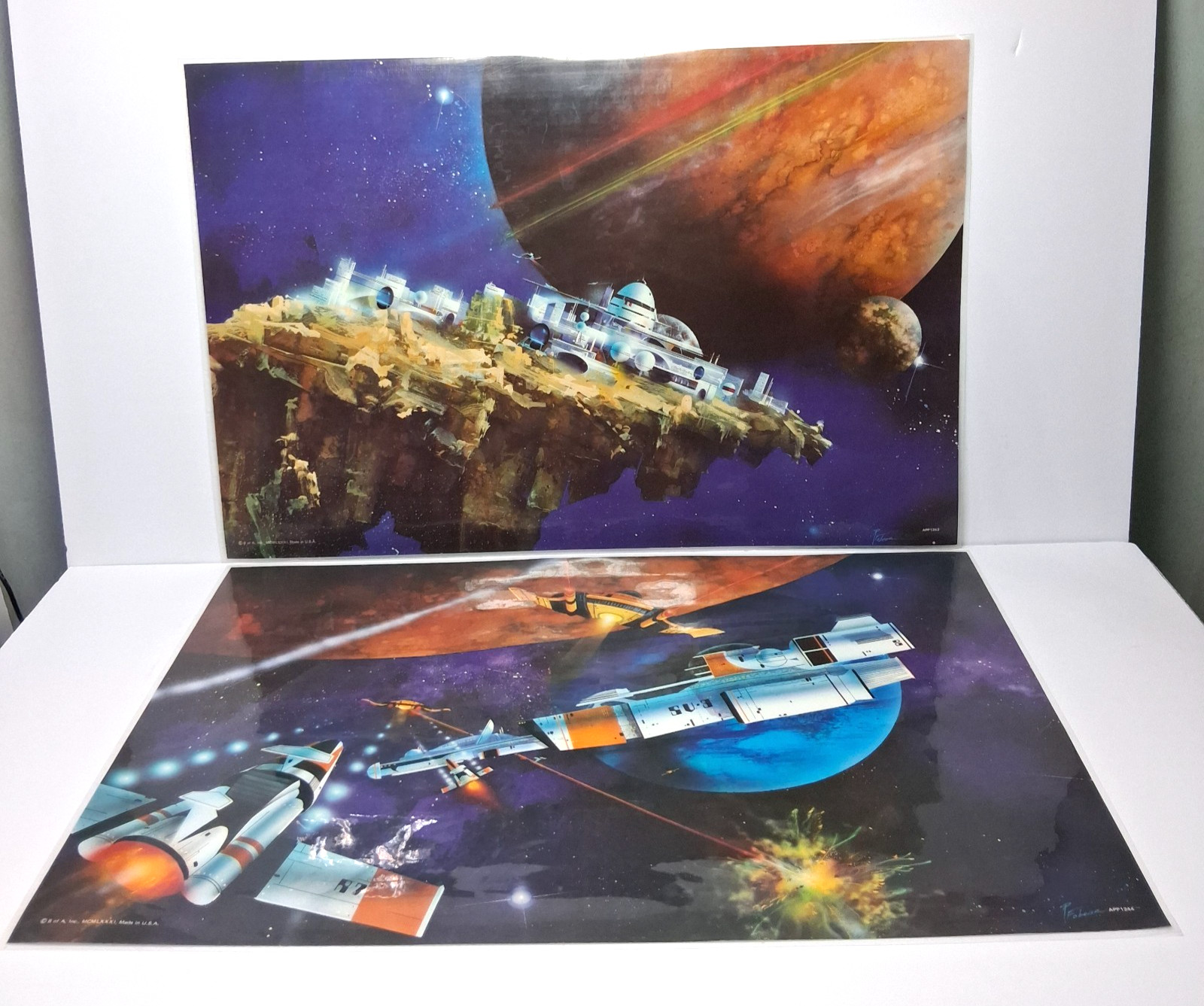 RARE 1981 Robert Fobear Sci-Fi Lithograph Print Poster Lot Retro Space Vintage