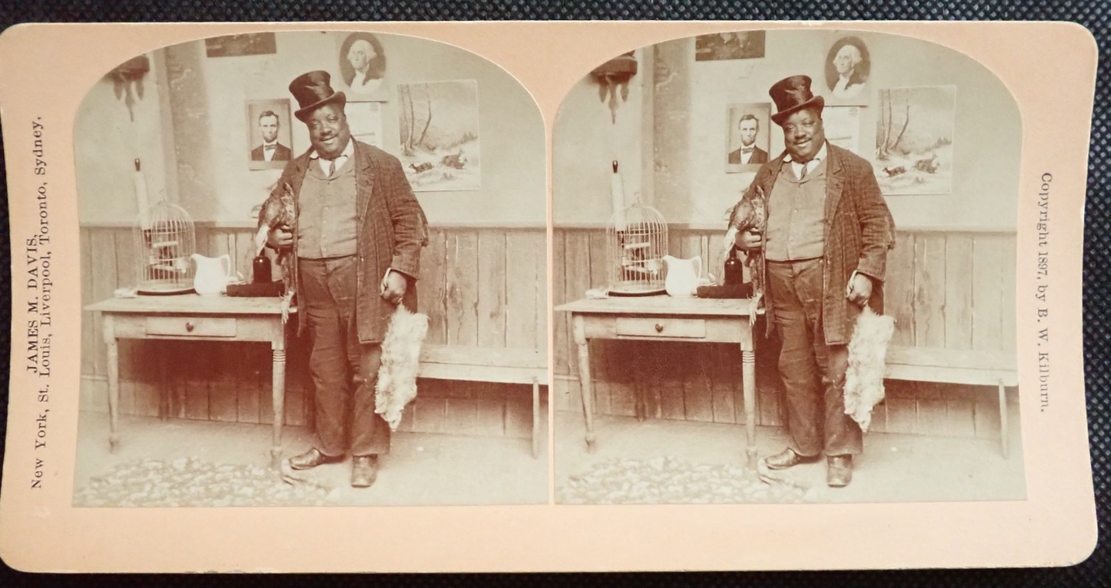 1897 B.W. Kilburn Stereoview African American Man Abraham Lincoln 11501