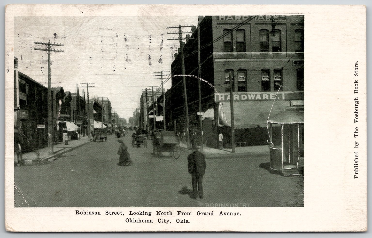 1907 Oklahoma City OK Robinson Street RPPC Hardware Store Vintage Postcard