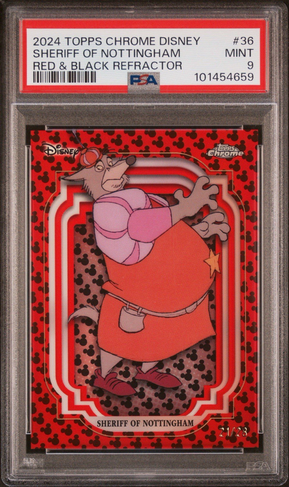 Topps 2024 Topps Chrome Disney Sheriff of Nottingham #36 Red/Black PSA 9 /25