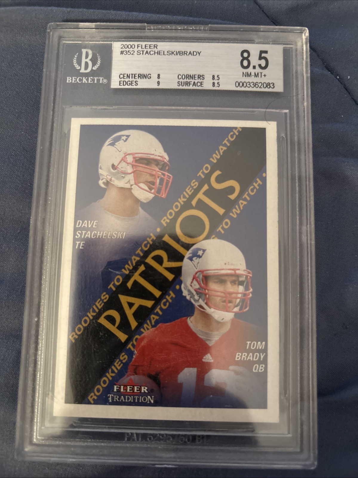 ✅2000 Fleer Tradition Tom Brady Dave Stachelski #352 RC BGS Beckett 8.5 NM-MT✅