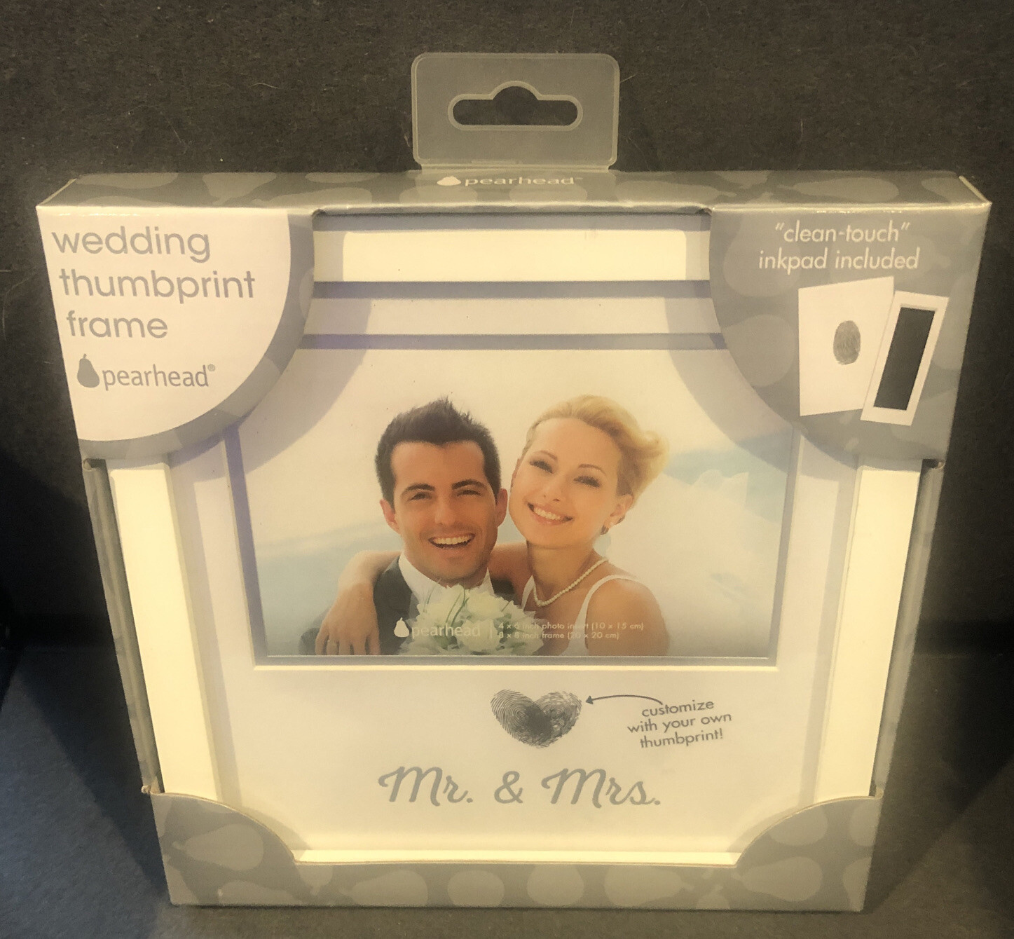 New Pearhead 4-Inch x 6-Inch Mr. & Mrs  Wedding Thumbprint Frame Customizable 