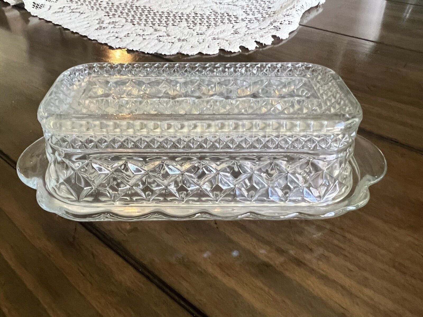 Anchor Hocking Wexford Clear Glass Covered Butter Dish