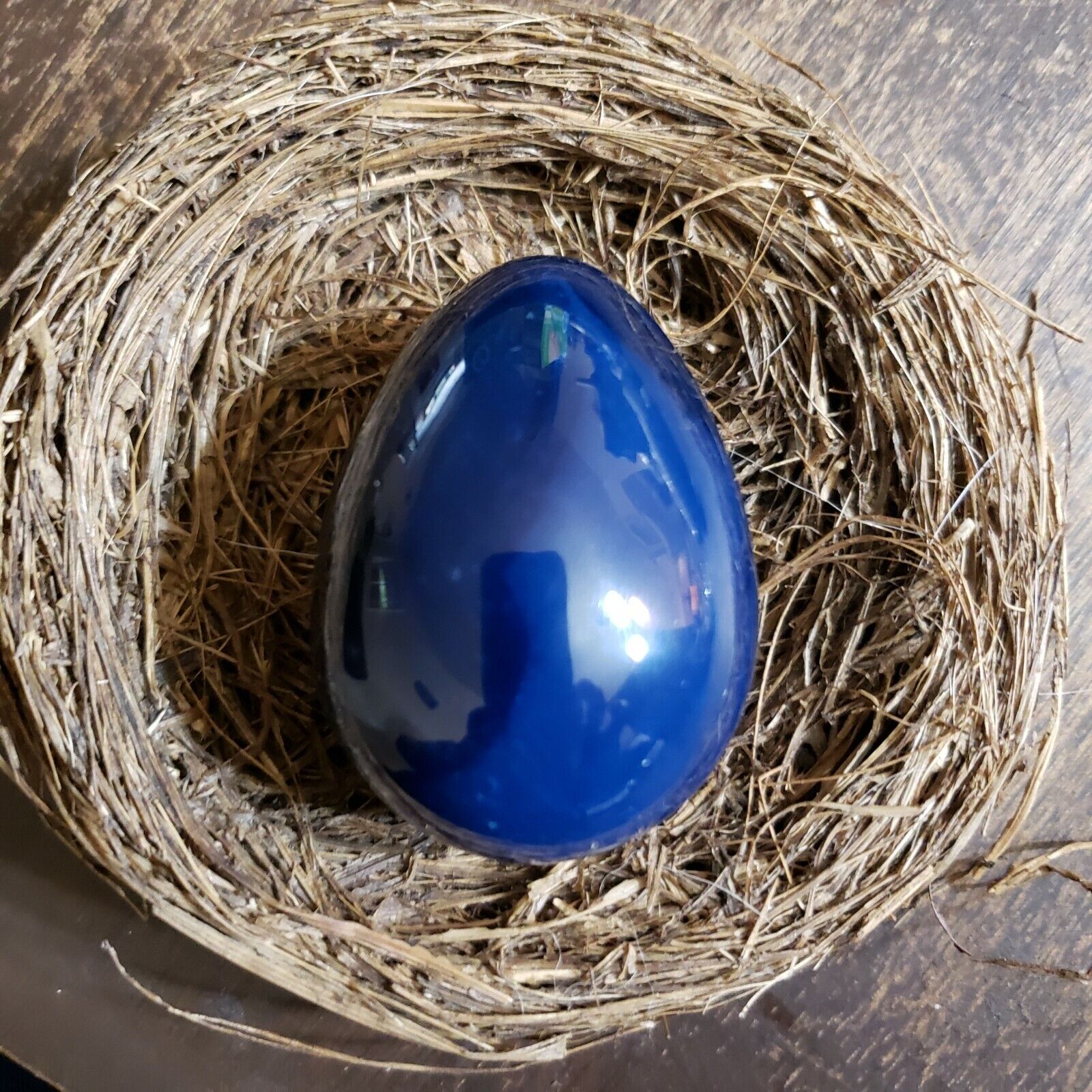 NATURAL BLUE ONYX STONE HAND CARVED EGG