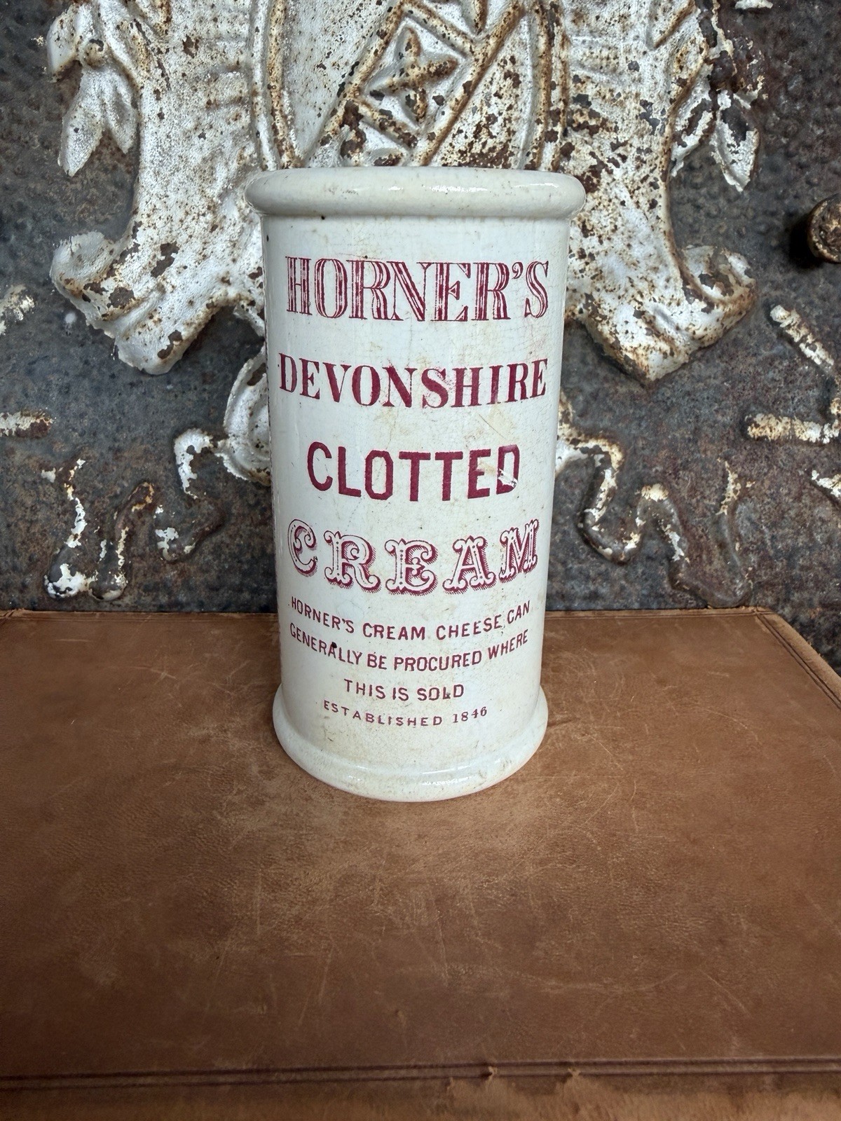Antique English Horner’s Devonshire Clotted Cream, Pink-Rose, c. 1900