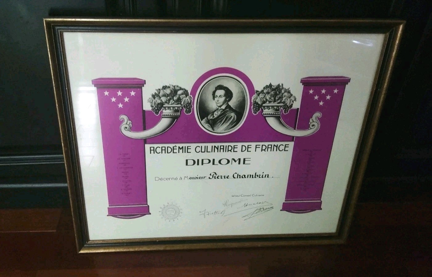 White House Exec Chef Pierre Chambrin Académie Culinaire de France Diploma  
