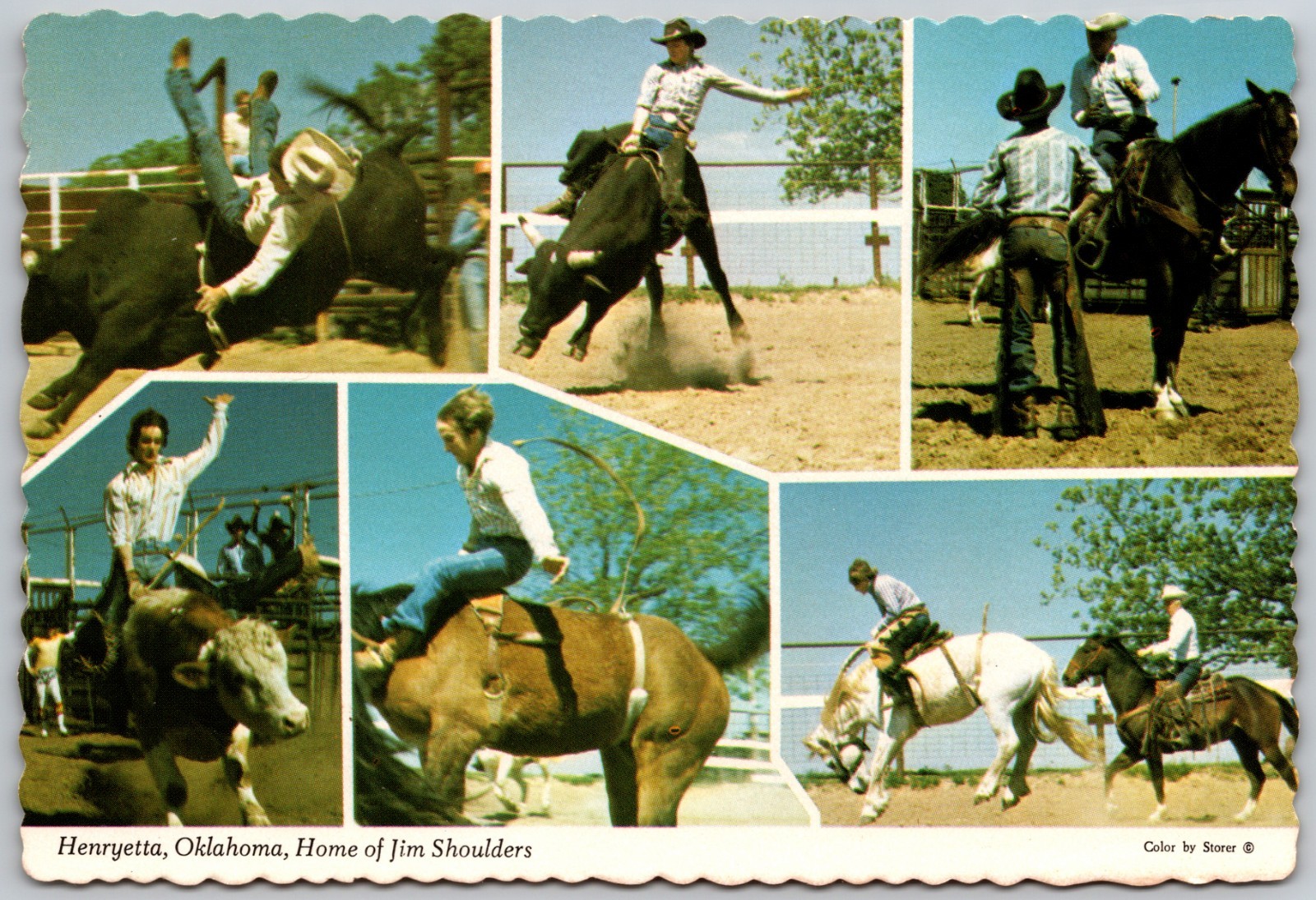 Henryetta OK Home of Rodeo Champion Jim Shoulders Rodeo School (6X4 in) Postcard
