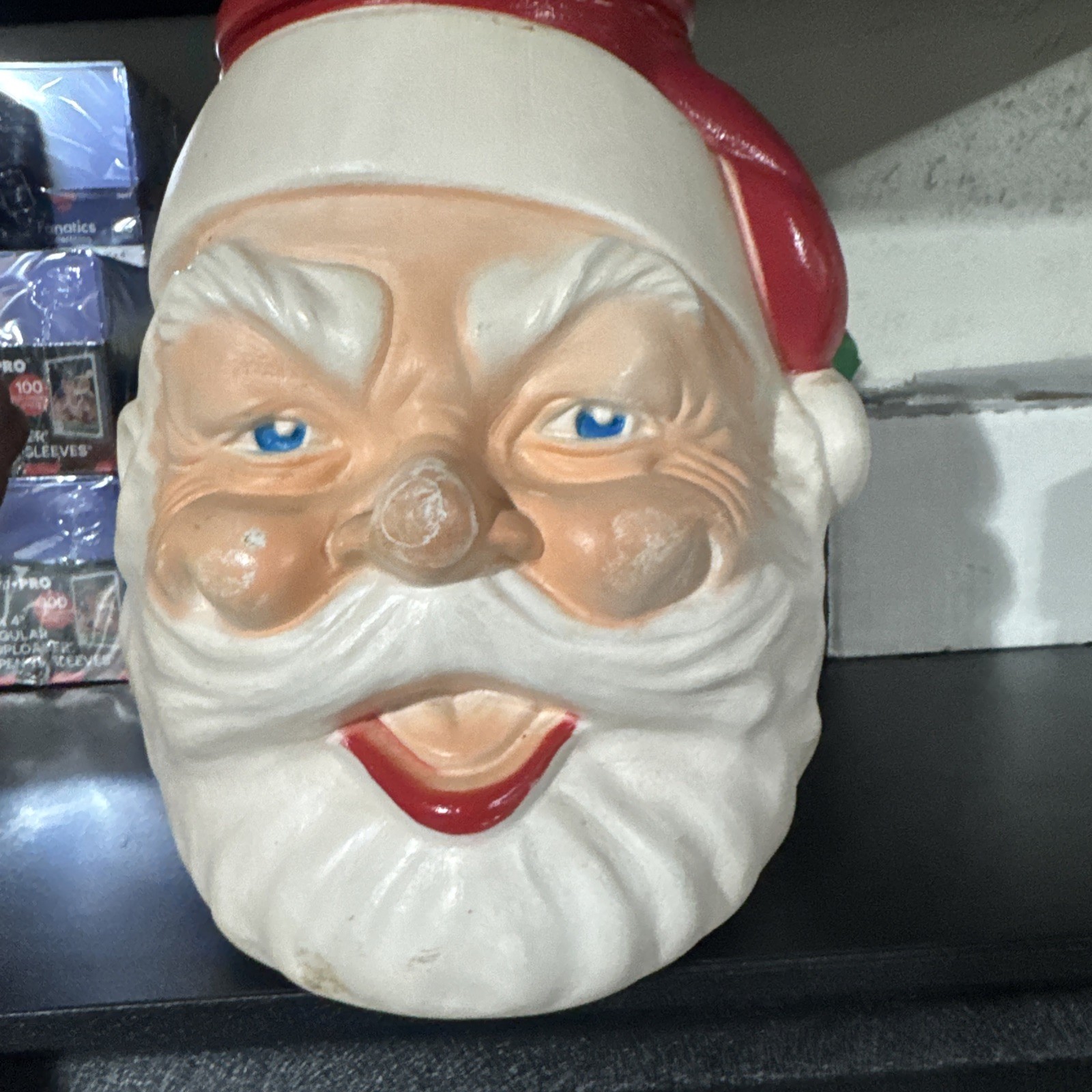 Santa Clause Blow Mold Santa Head Blow Mold Cookie Jar 1960’s Vintage Plastic