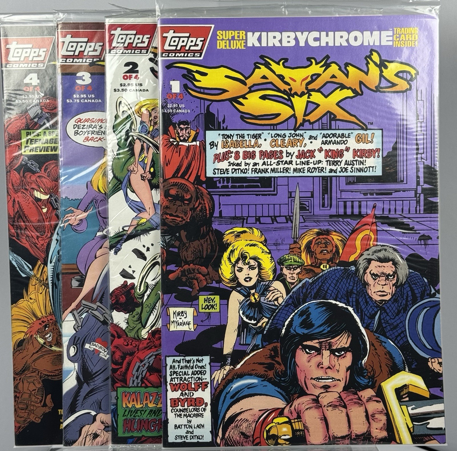 Satan\'s Six #1-4 Complete Set 1993 Topps Kirby McFarlane 1st Jason Voorhees VTG