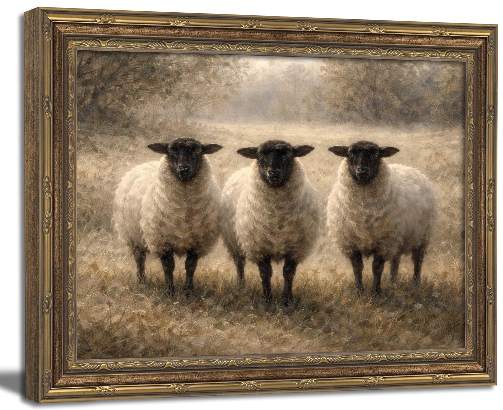 Vintage Gold Framed Wall Art Blackface Sheep Wall Art Rustic Country Sheep La... Vintage Gold Framed Wall Art Blackface Sheep Wall Art Rustic Country Sheep La...