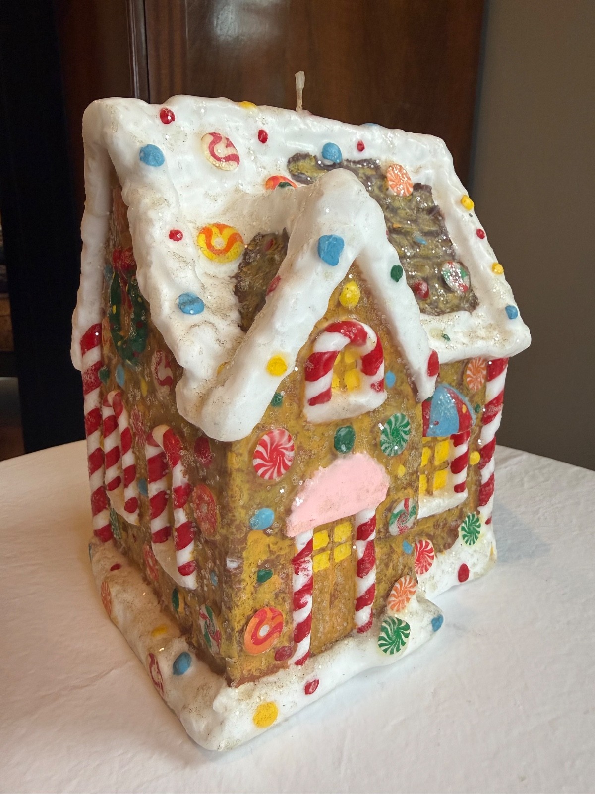 Vintage Christmas House Wax Candle Large