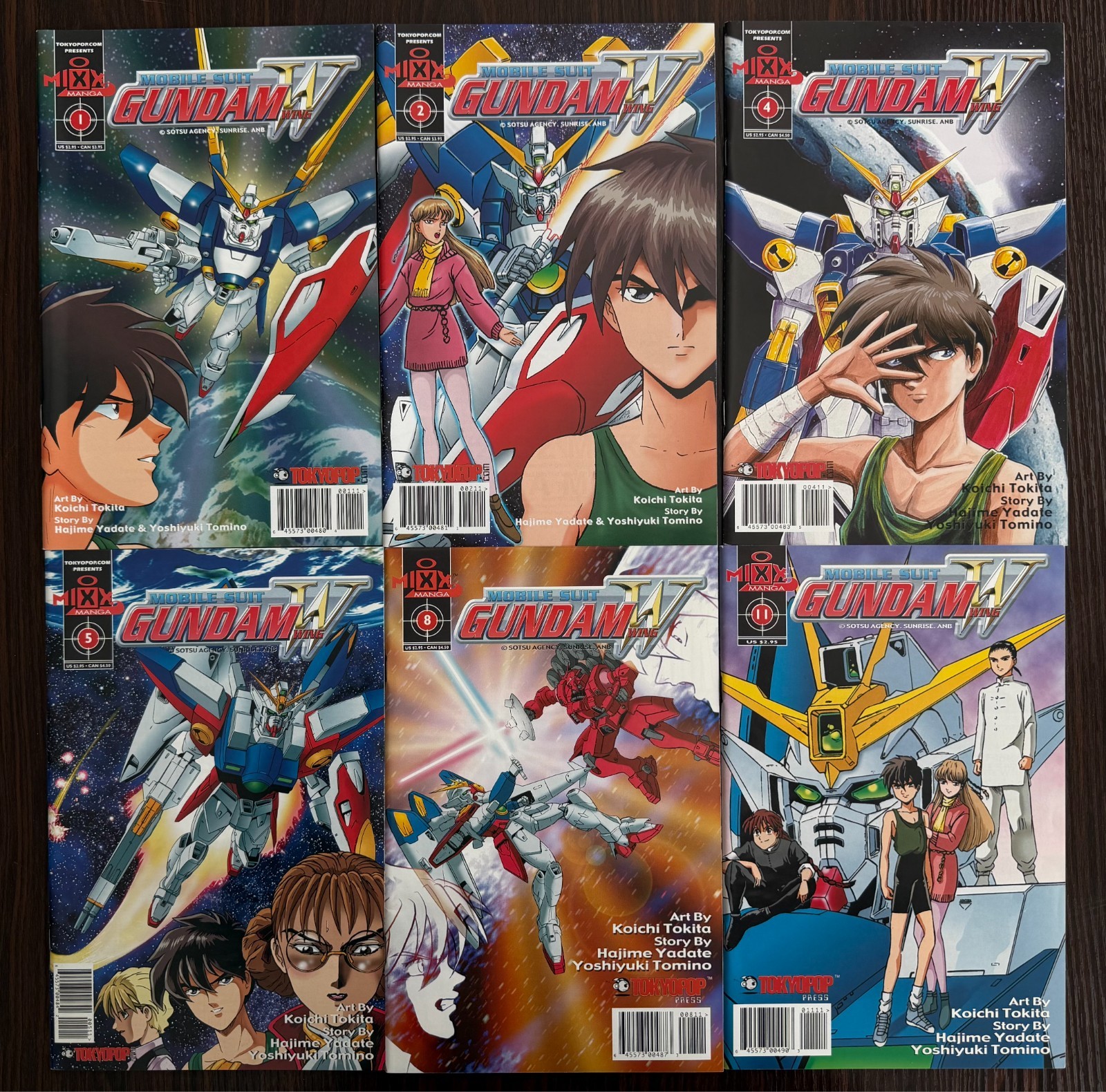 Mobile Suit Gundam Wing Comic Book Lot 1, 2, 4, 5, 8, 11 (Mixx Manga 2001) FN/VF