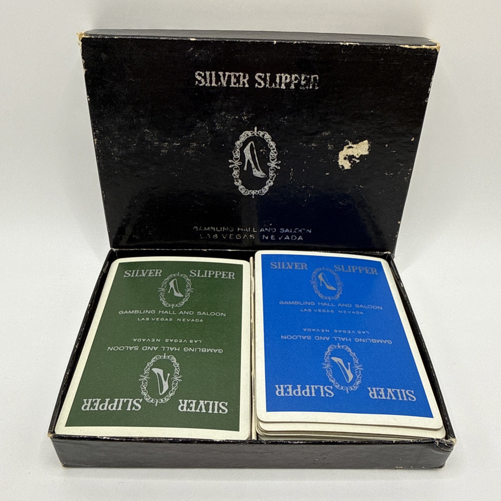 VTG Uncanceled Silver Slipper Casino Las Vegas Double Deck Playing Cards Box Set