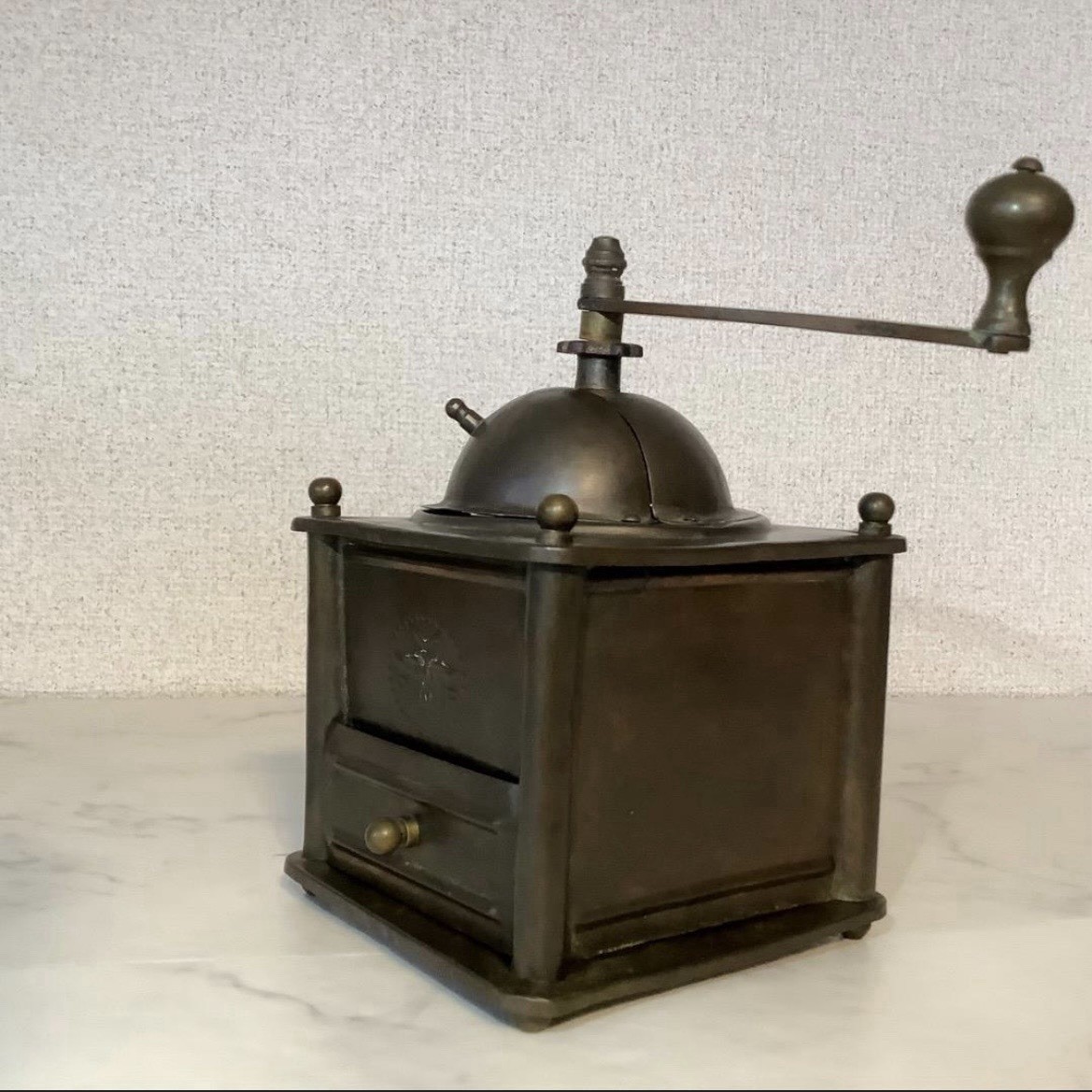 Rare Vintage RMF Brass Coffee Grinder 1930s German Art Deco Hand Crank Mill⁠