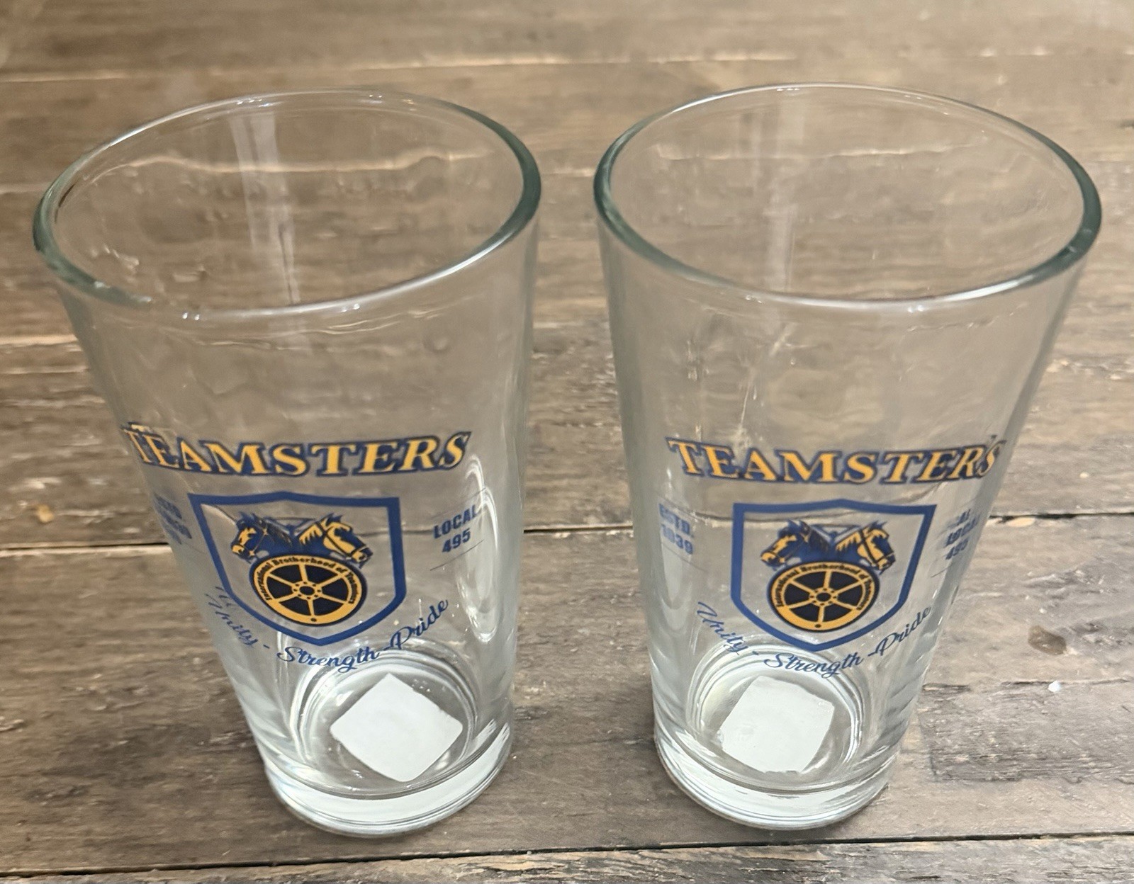 Teamsters Union 16oz Beer Glasses (Set of 2) Local 495 West Covina California