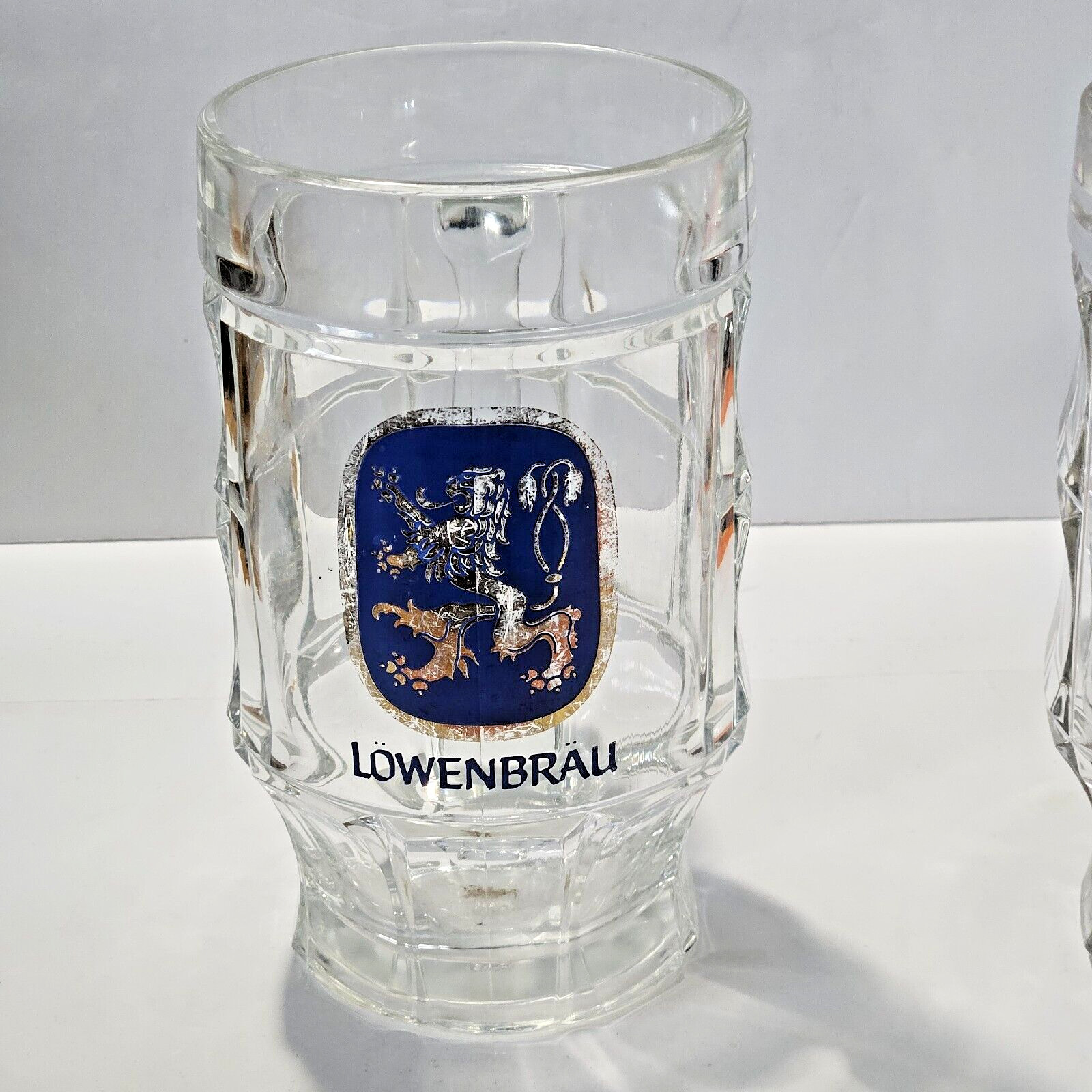 Lowenbrau Beer Mug Glass Front Logo .5 L 6 1/4\