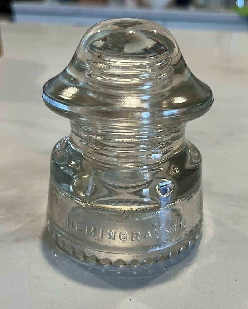 Vintage Clear Glass Insulator Hemingray-20 Made in USA