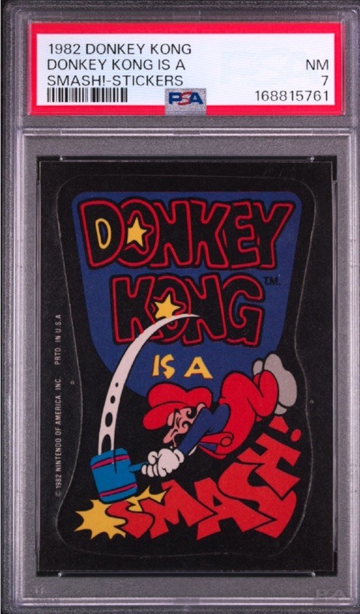 1982 DONKEY KONG STICKERS DONKEY KONG IS A SMASH PSA 7