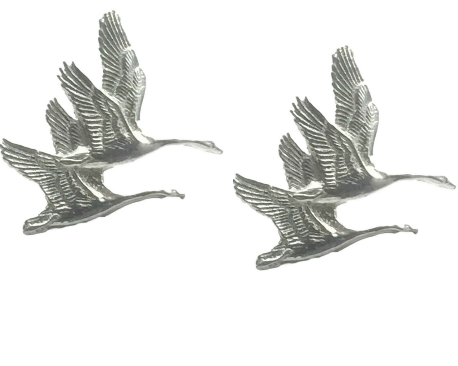 2 x Swans in Flight Handcrafted From English Pewter Lapel Pin Badges TSB-B9
