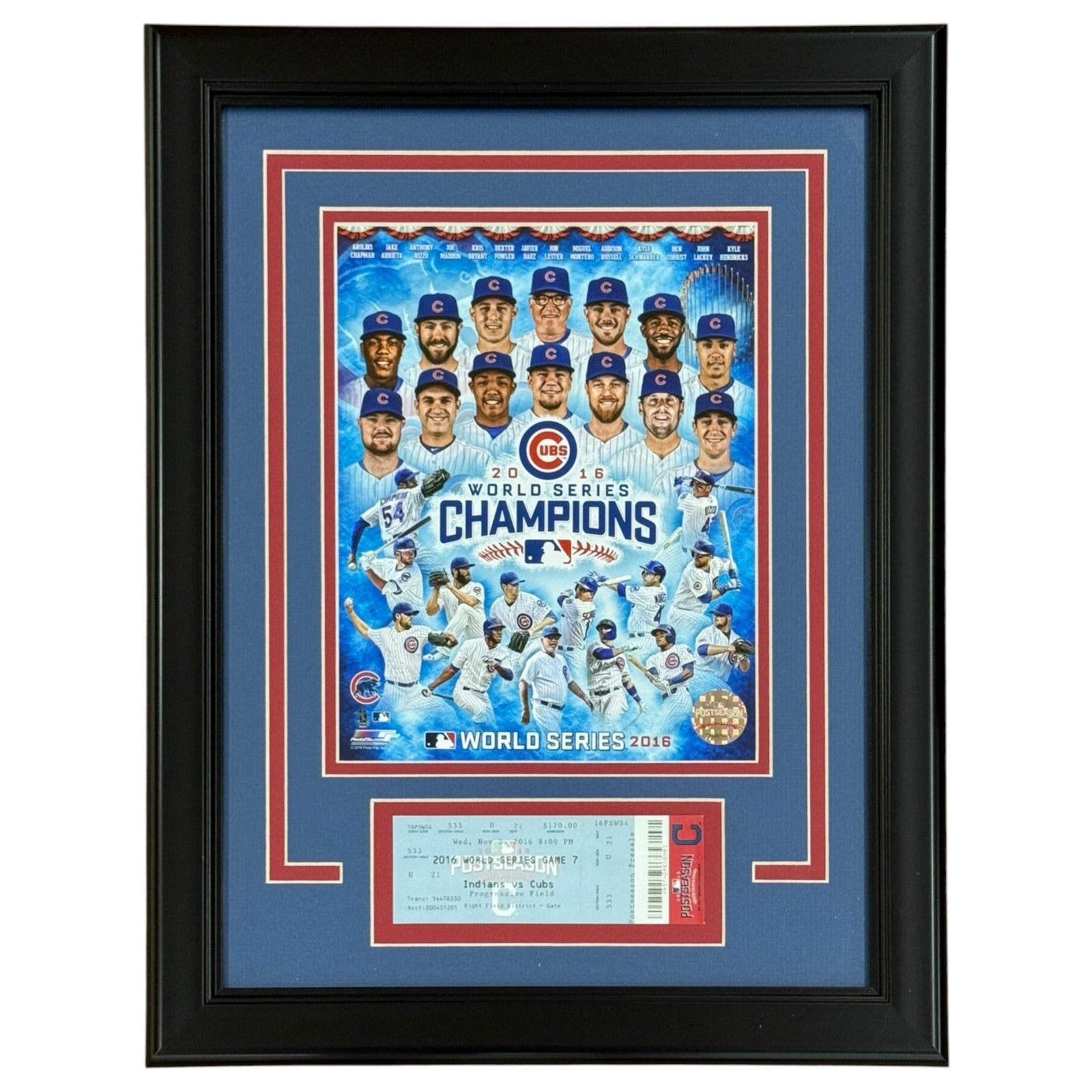 Chicago Cubs 2016 World Series Champs 8x10 Photo Deluxe Framed with Replica Game