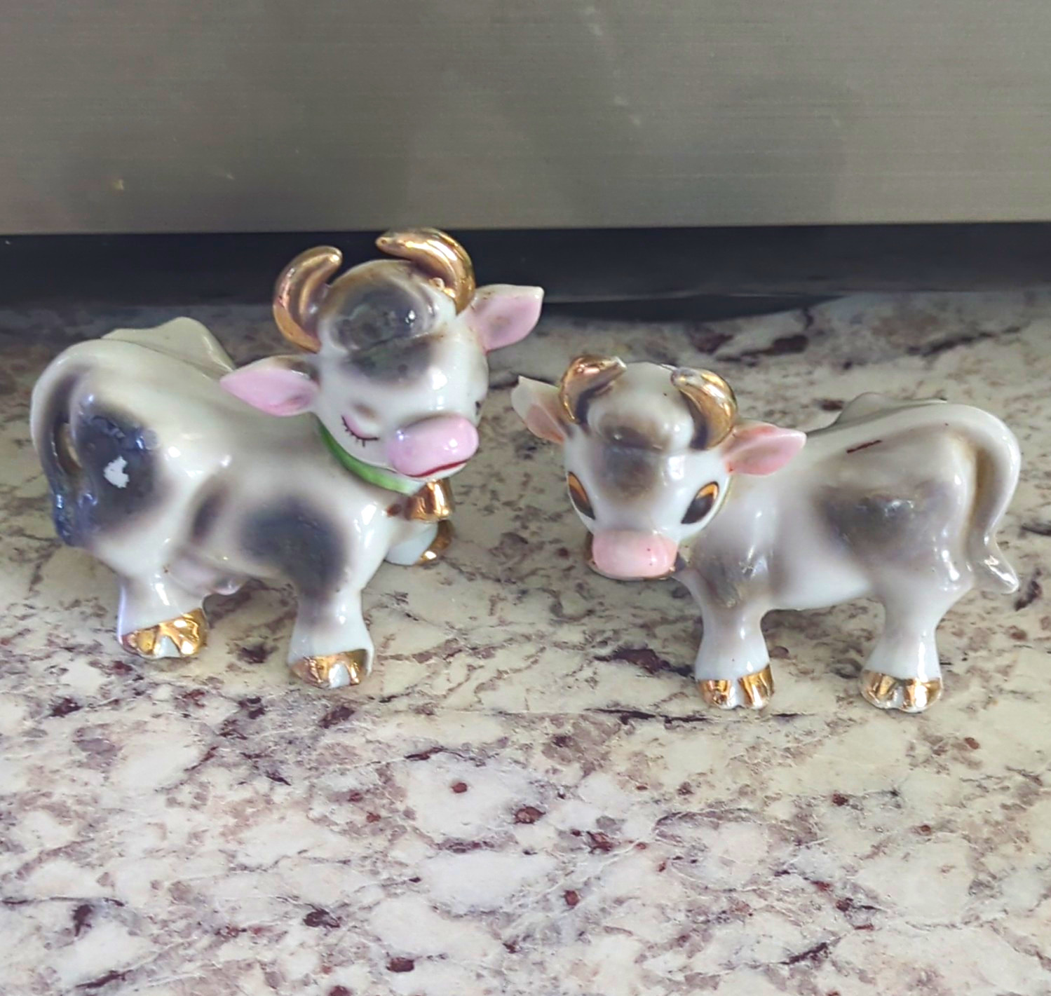 vintage mid-century ceramic cow and bull salt and pepper shakers made in Japan vintage mid-century ceramic cow and bull salt and pepper shakers made in Japan
